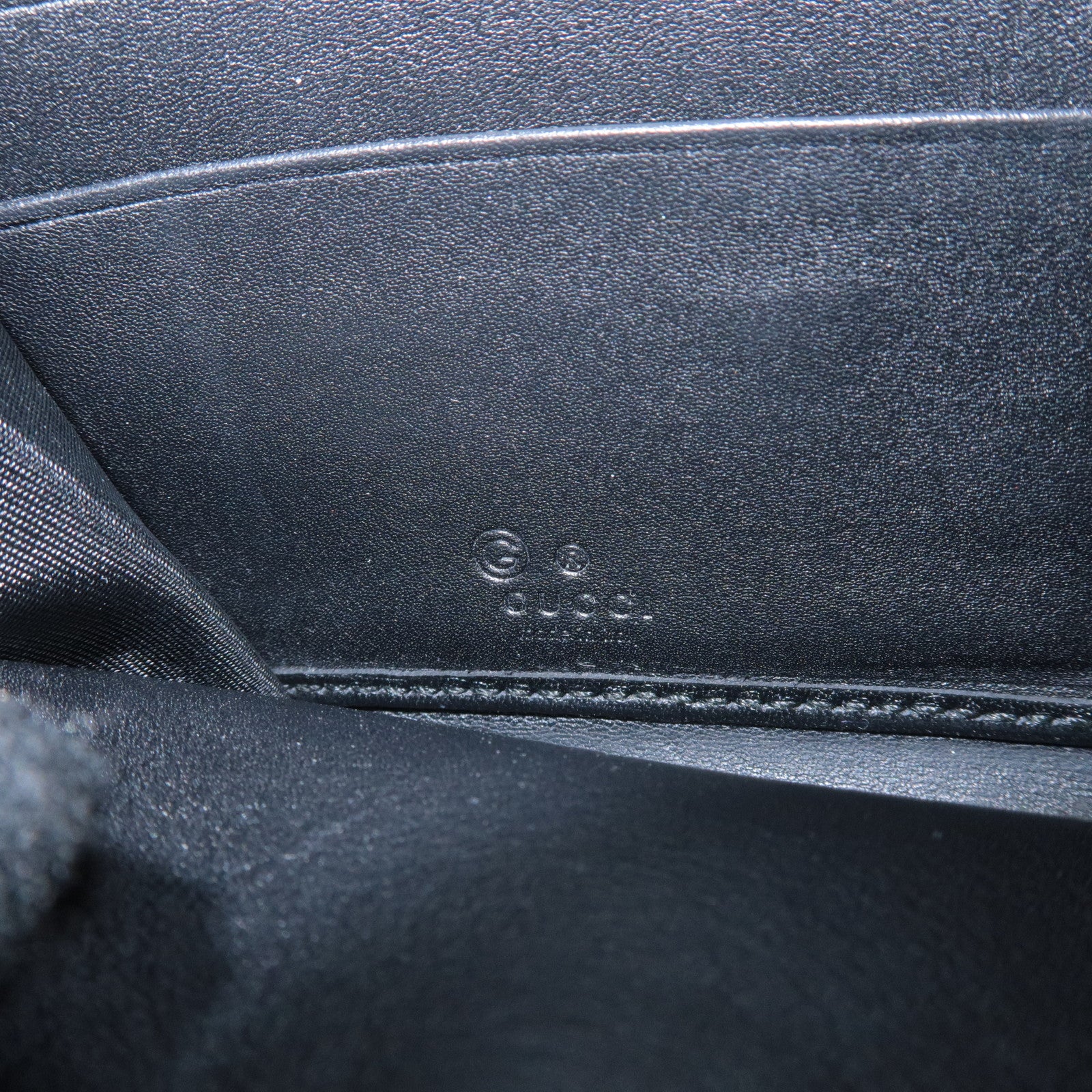 GUCCI Micro Guccissima Leather Zip Around Long Wallet Black 449391 Used