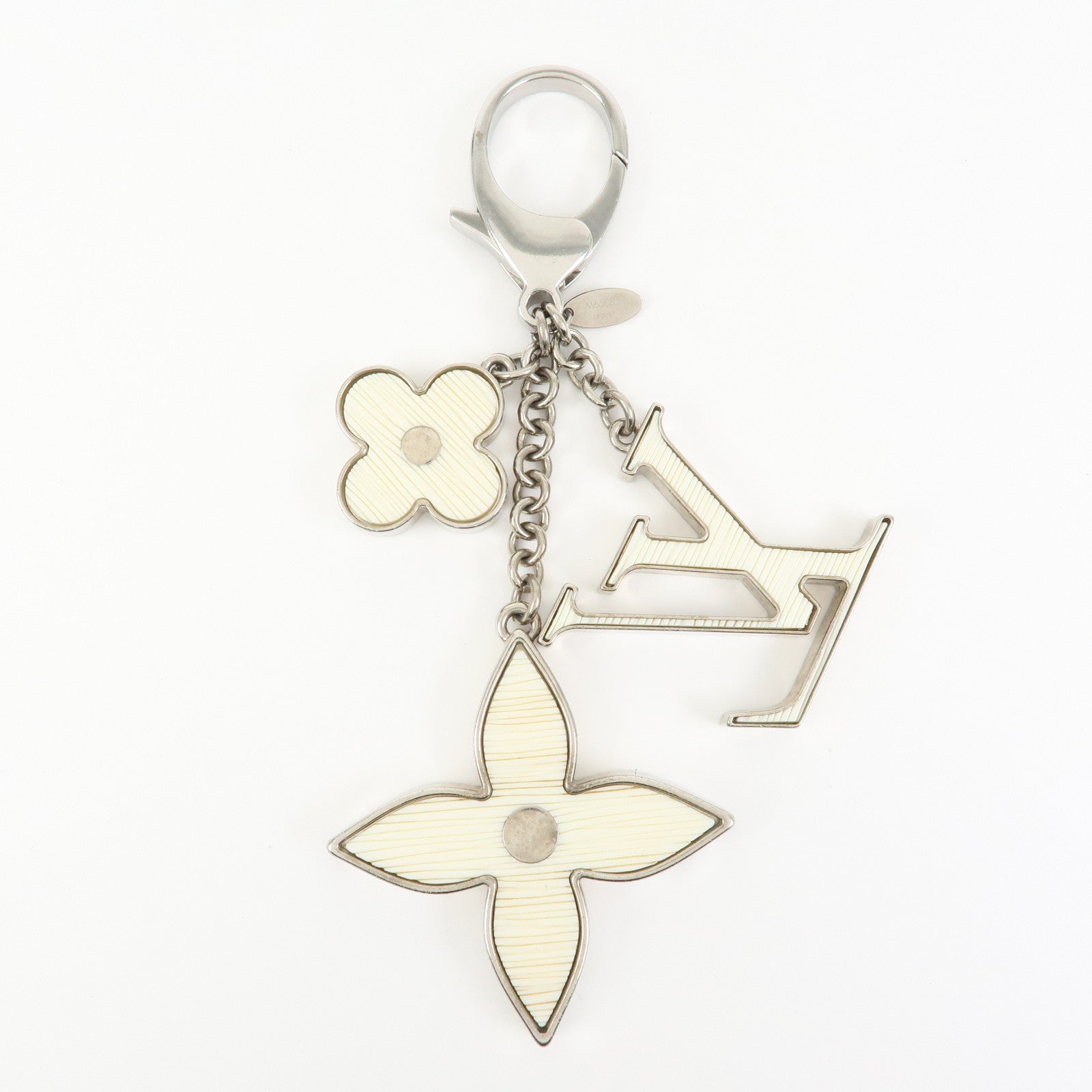 Louis Vuitton Bijoux Sac Fleur de Epi Bag Charm Silver White M65085
