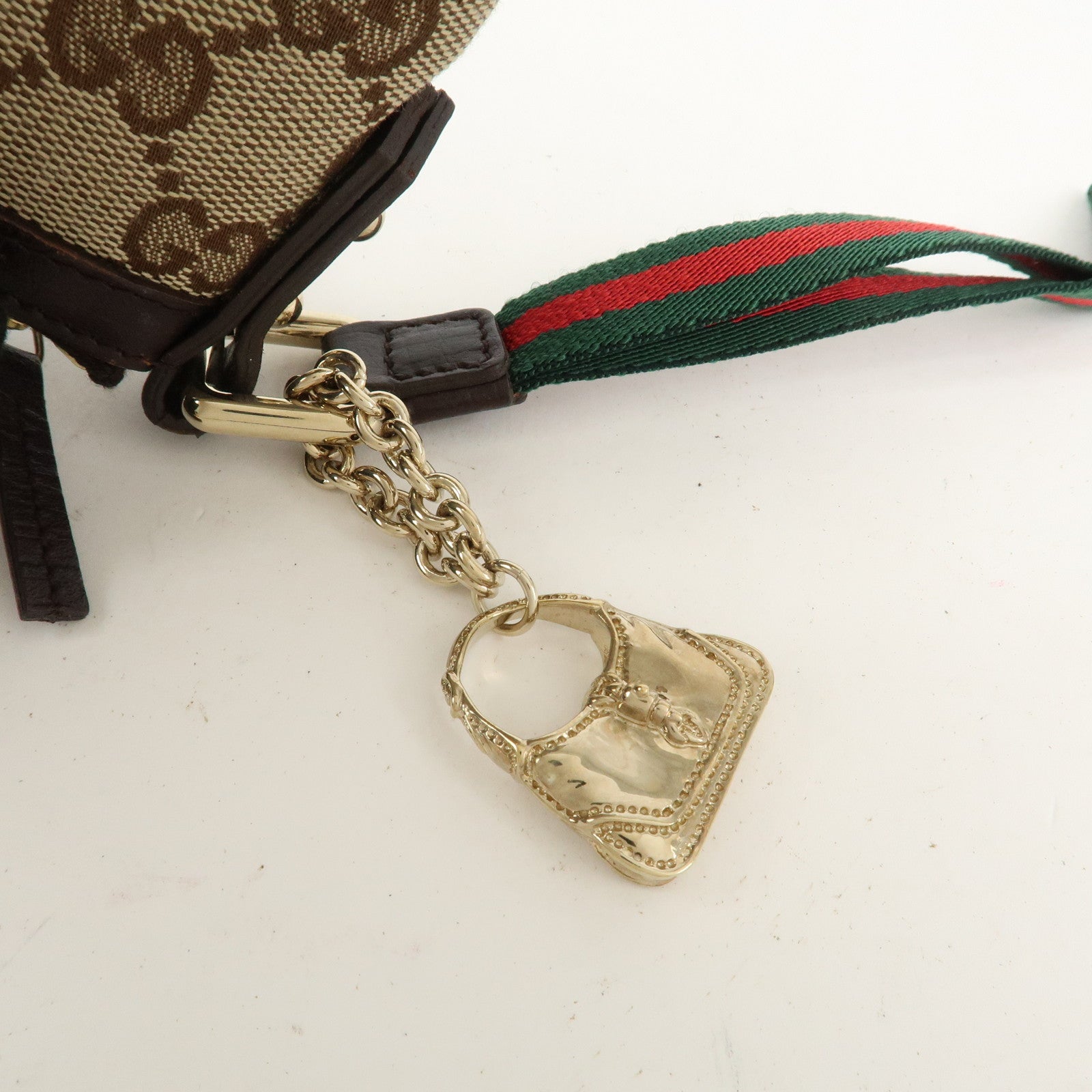 GUCCI Sherry GG Canvas Leather Pouch Hand Bag Beige Brown 152507