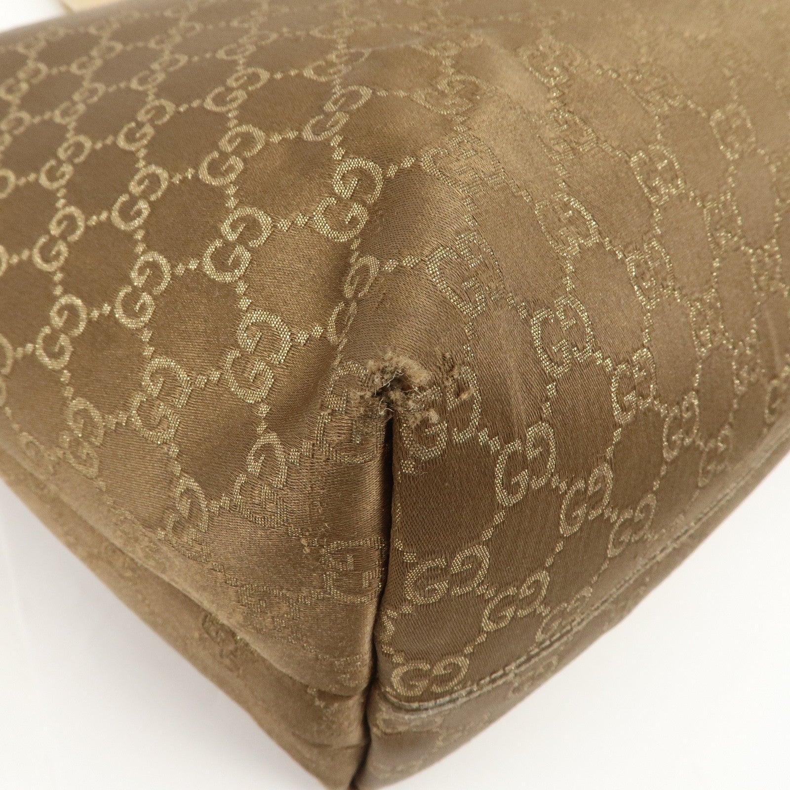 GUCCI Logo GG Canvas Leather Tote Bag Hand Bag Brown Gold 267474