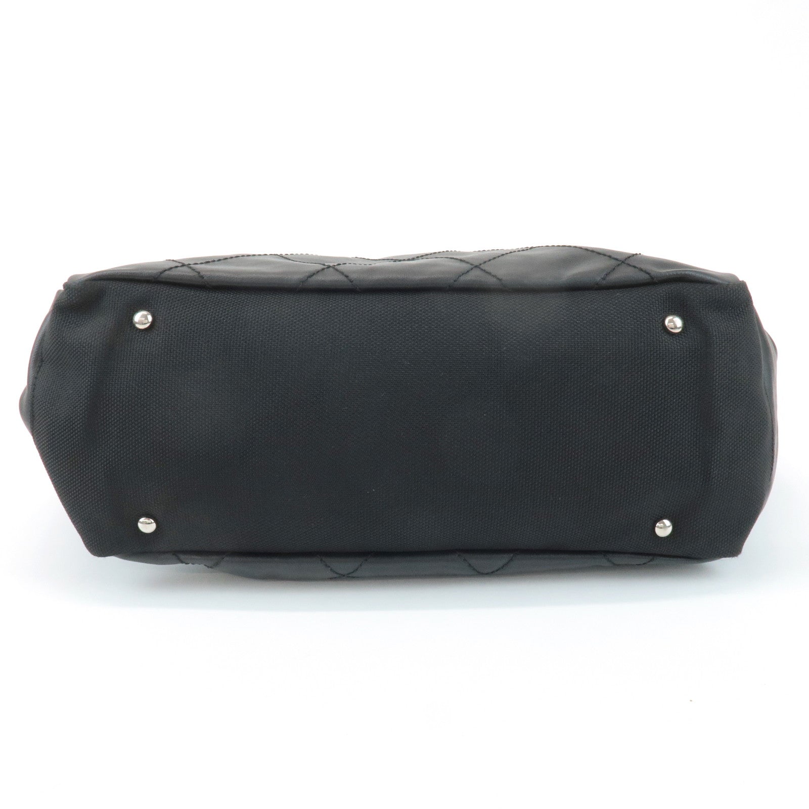 CHANEL COCO Paris Biarritz GM Coated Canvas Leather Tote Bag Black