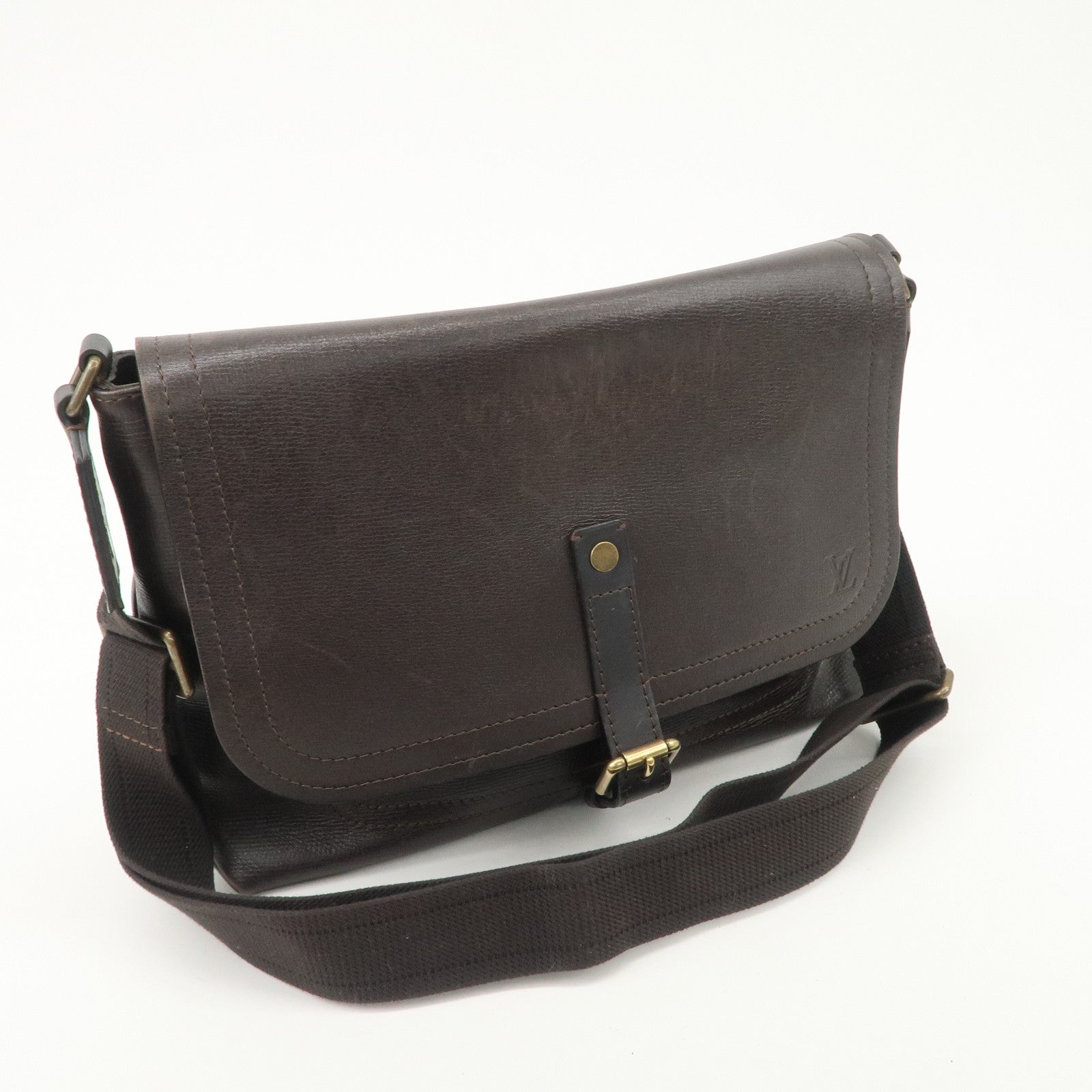 Louis Vuitton Utah Leather Ohama Style Shoulder Bag Cafe M92994 Used