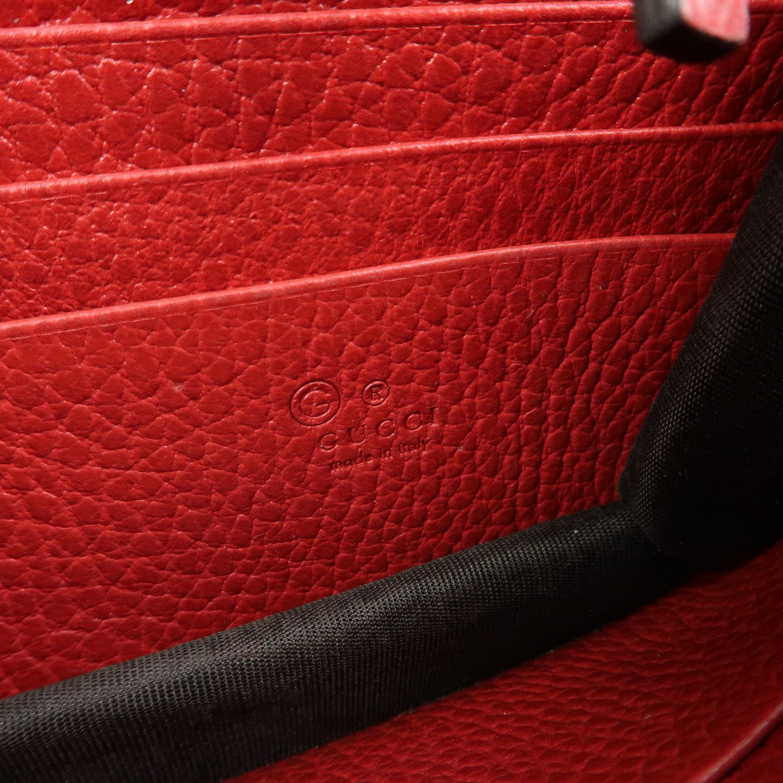 GUCCI Interlocking G Leather Chain Wallet Shoulder Bag Red 510314