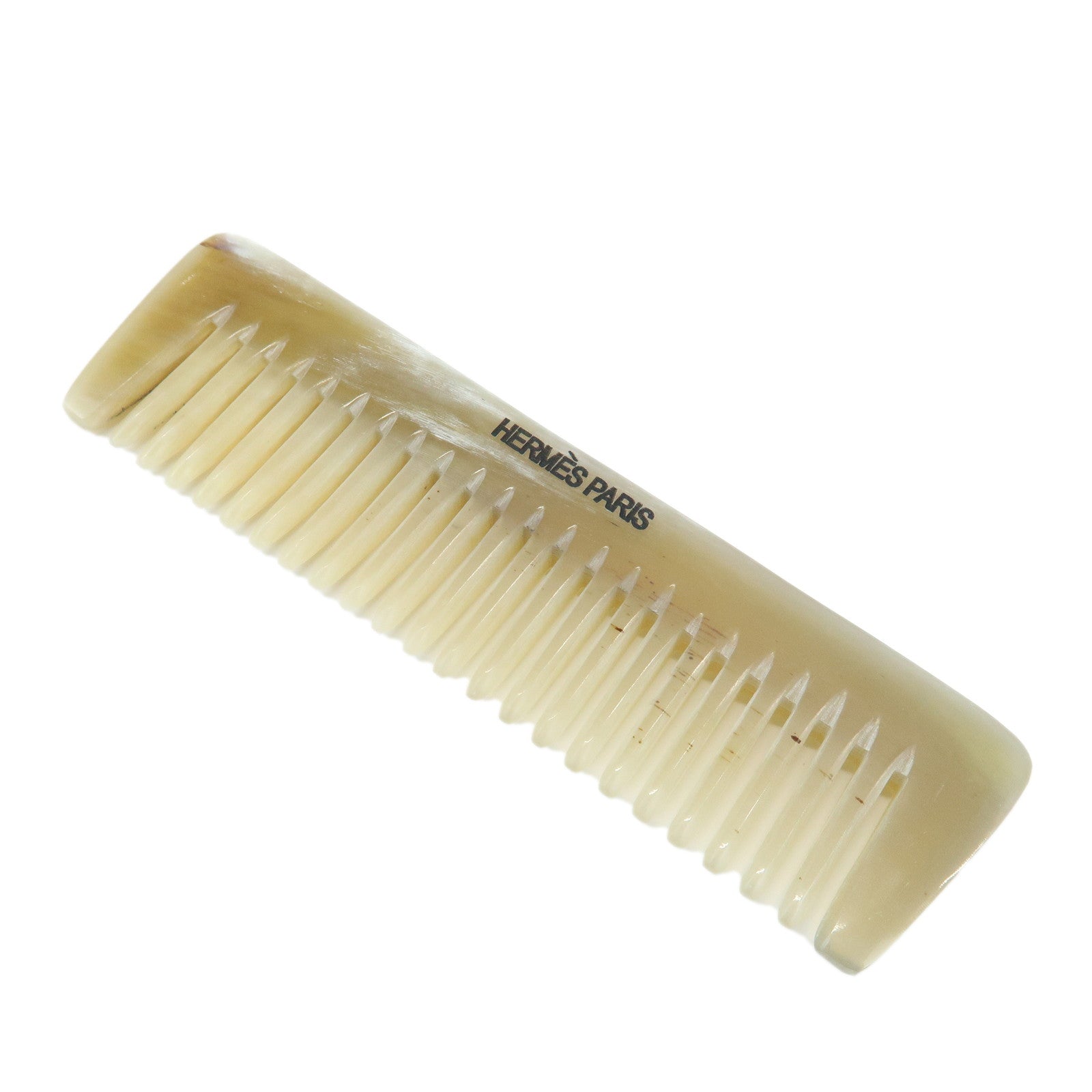 HERMES Etui Peigne Plastic Hair Comb & Leather Case Brown Orange
