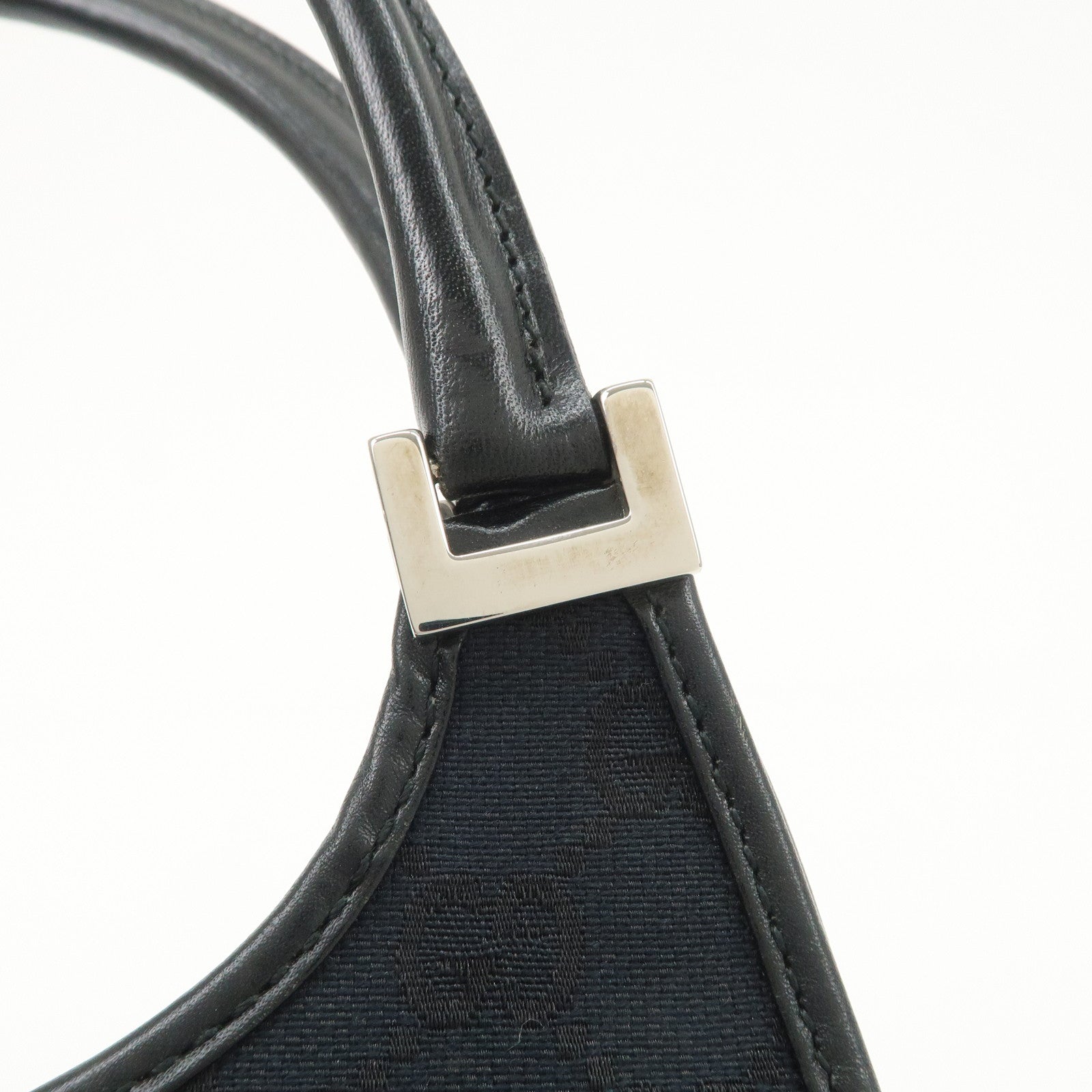 GUCCI Jackie GG Canvas Leather Shoulder Bag Hand Bag Black 002.1068