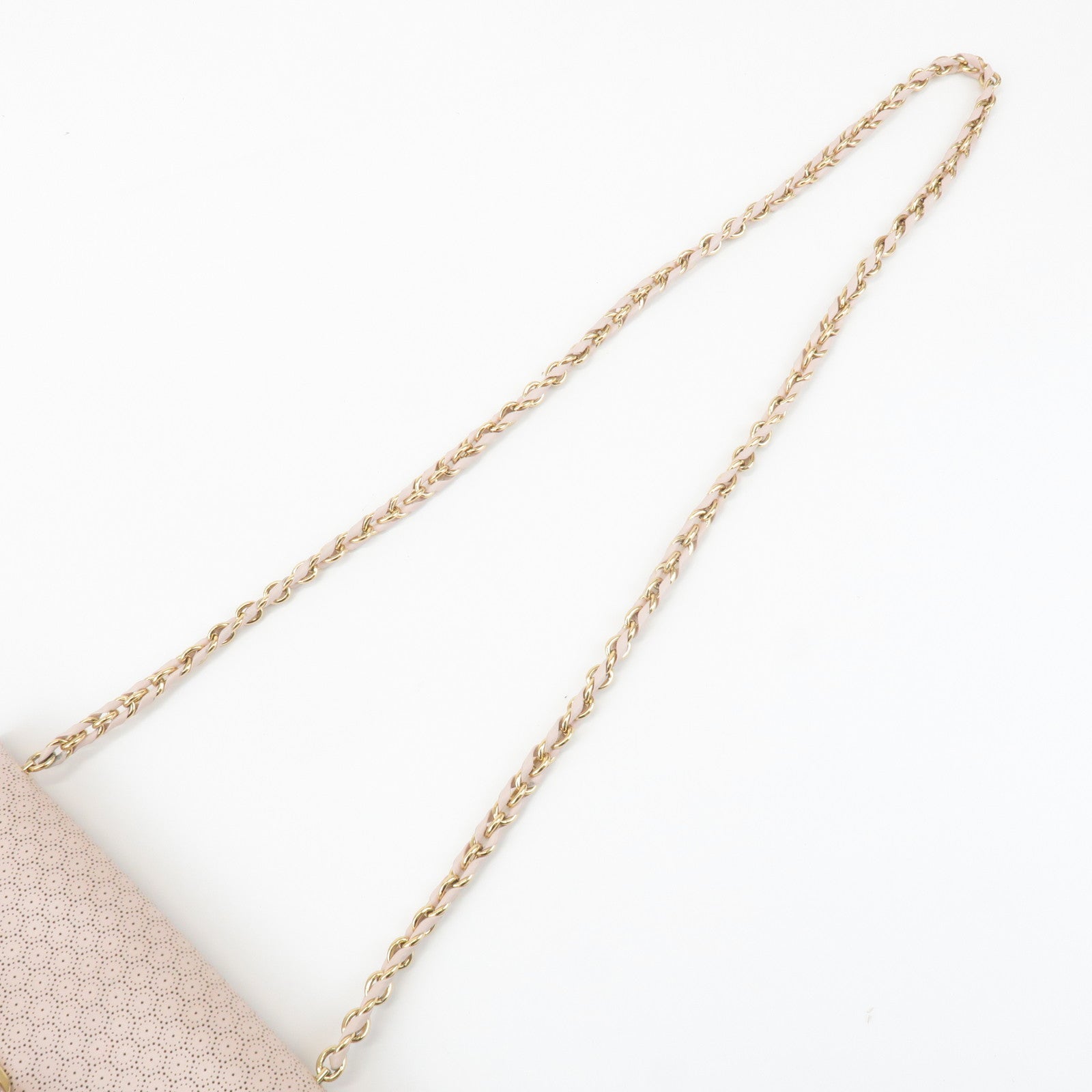 Ferragamo Vara Leather Ribbon Chain Shoulder Bag Pink Used