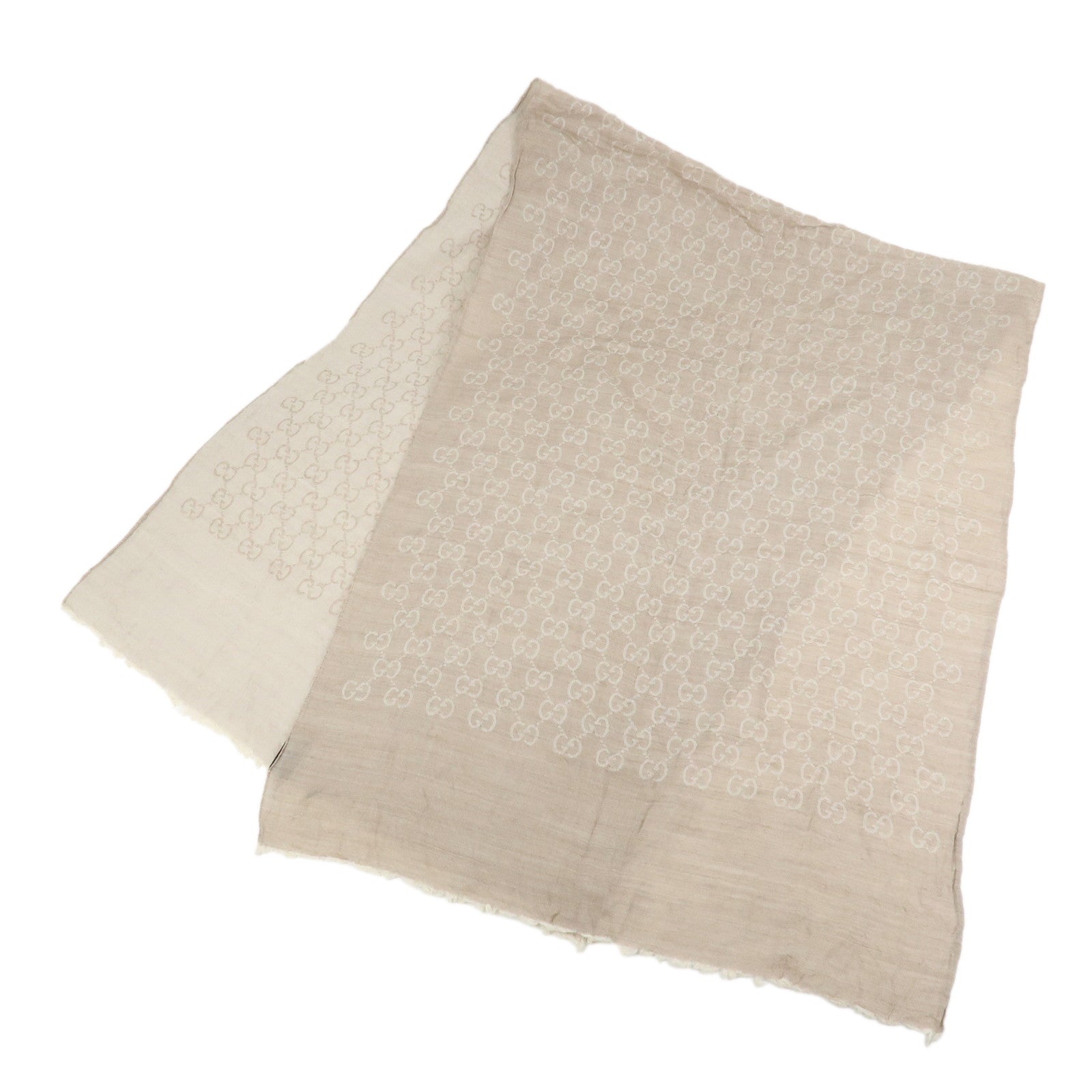 GUCCI GG Monogram Cotton Scarf Shawl 150X70 Beige