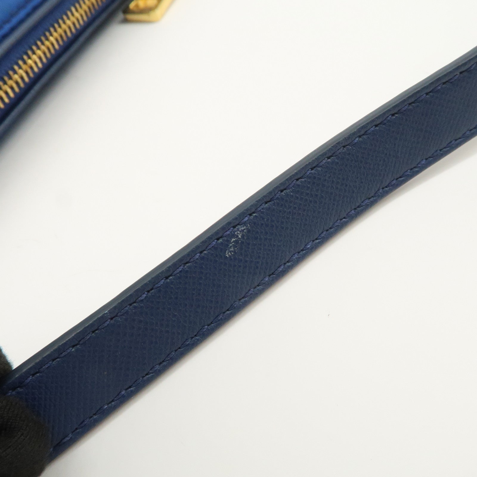 PRADA Triangle Logo Nylon Leather Mini Shoulder Bag Blue BN1834