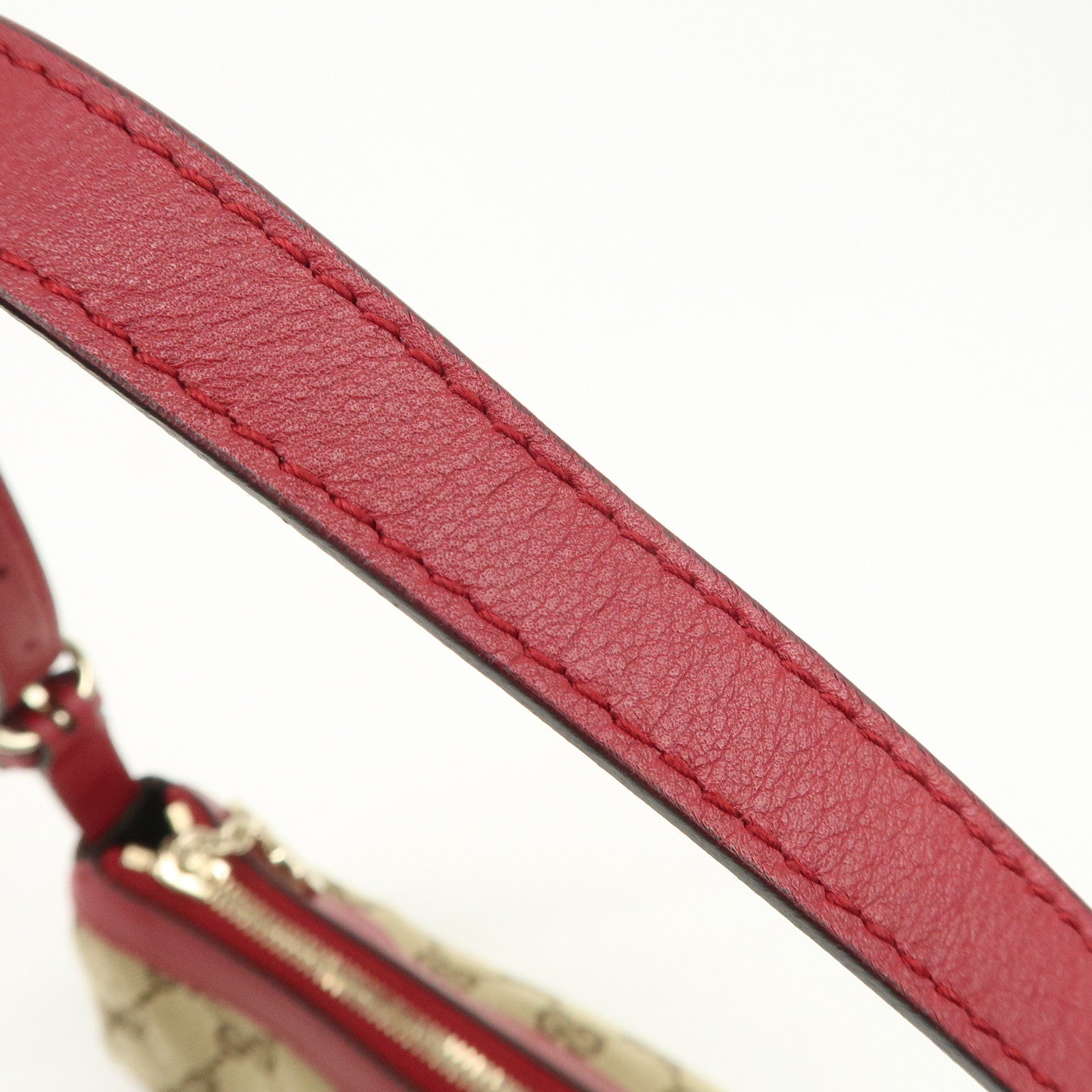 GUCCI Lovely Heart GG Monogram Canvas Leather Hand Bag Brown 245938