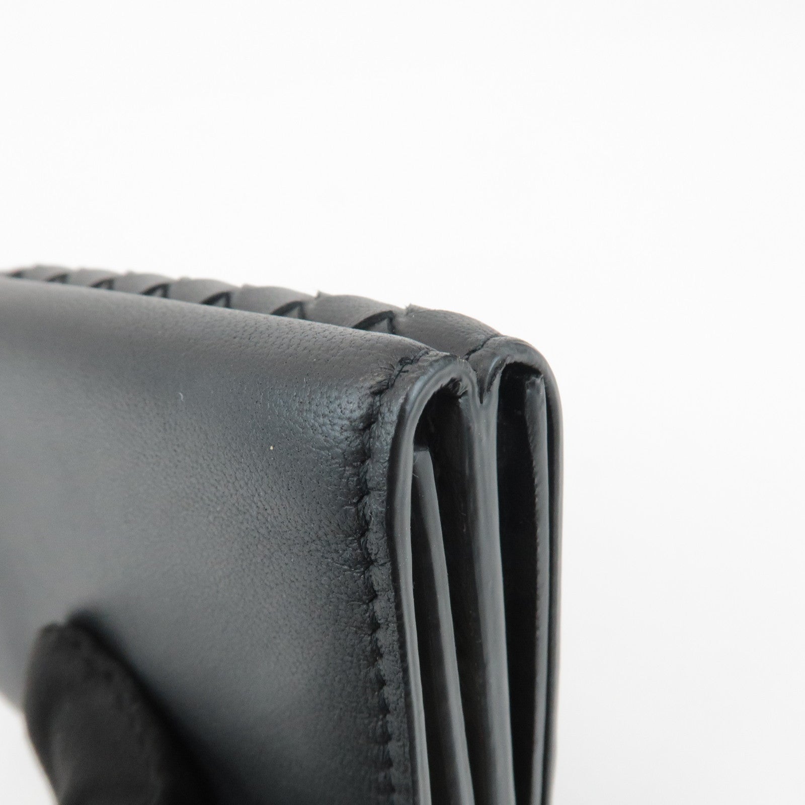 BOTTEGA VENETA Intrecciato Leather Tri-fold Wallet Black 515385