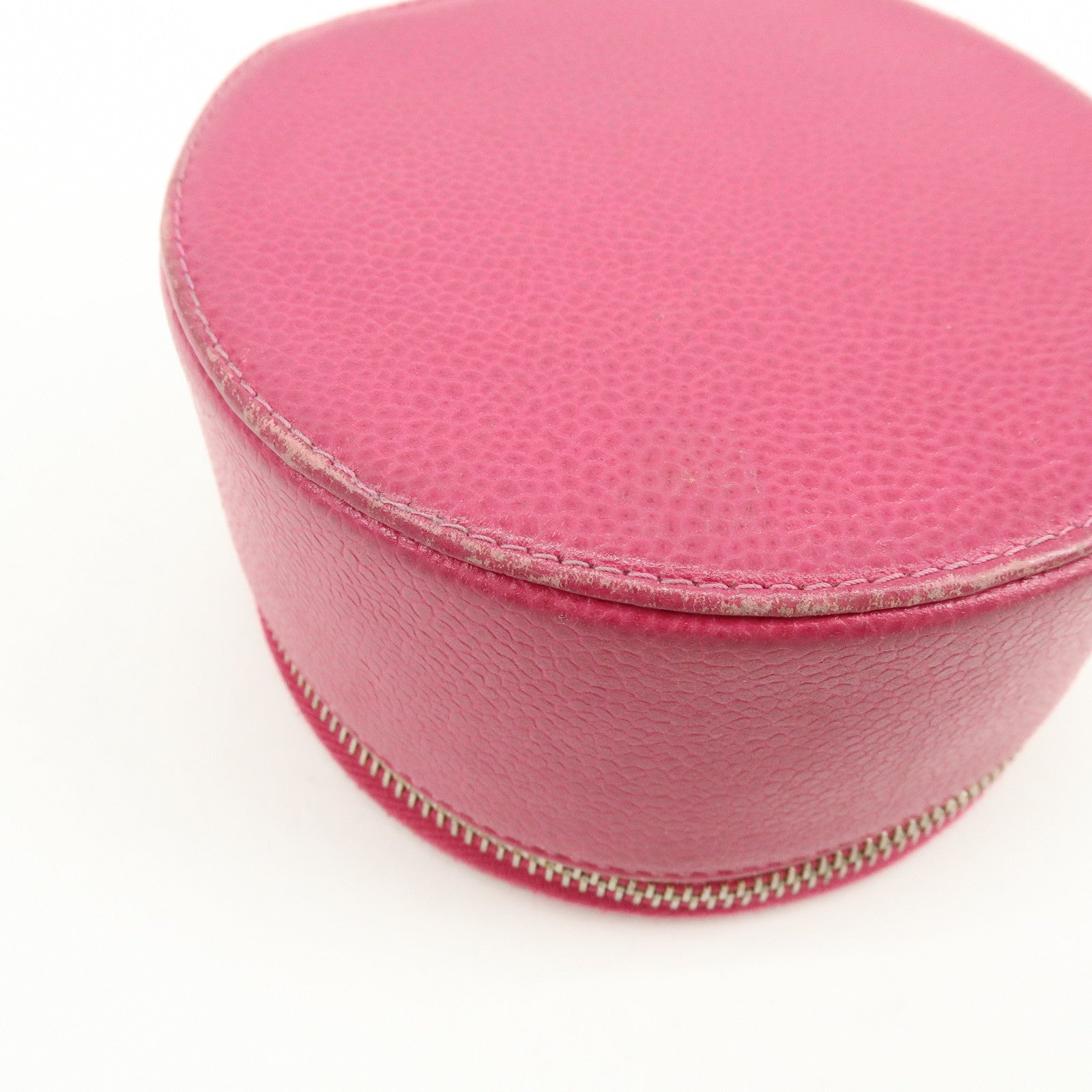 CHANEL Caviarskin Jewelry Case Cosmetic Case Accessory Pouch Pink