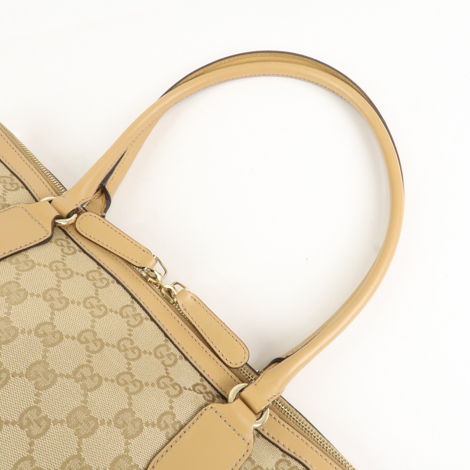 GUCCI Horsebit Sherry GG Canvas Leather Tote Bag Beige 232936 Used