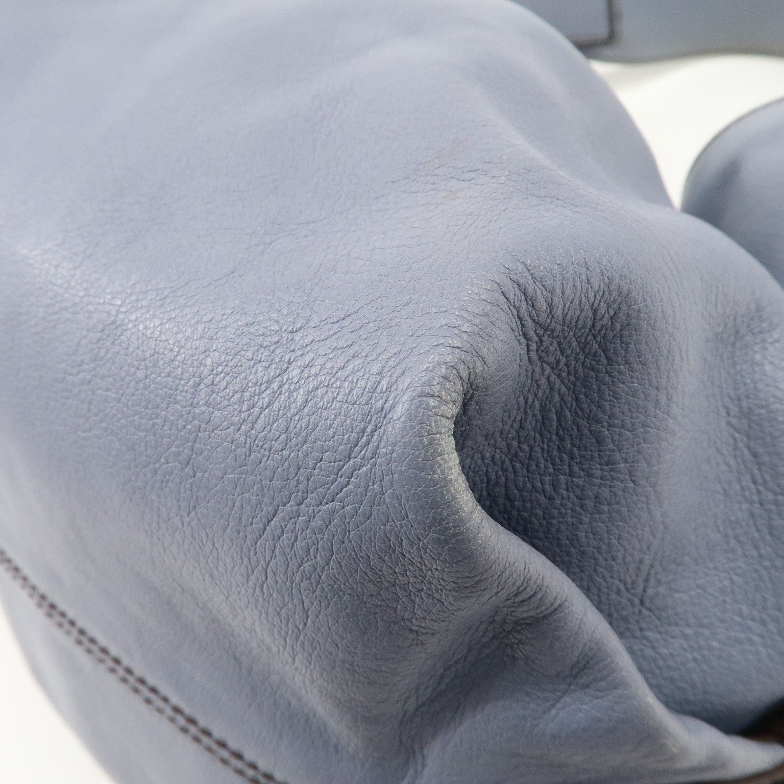 FENDI Leather Shoulder Bag Hand Bag Blue Gold HDW Used