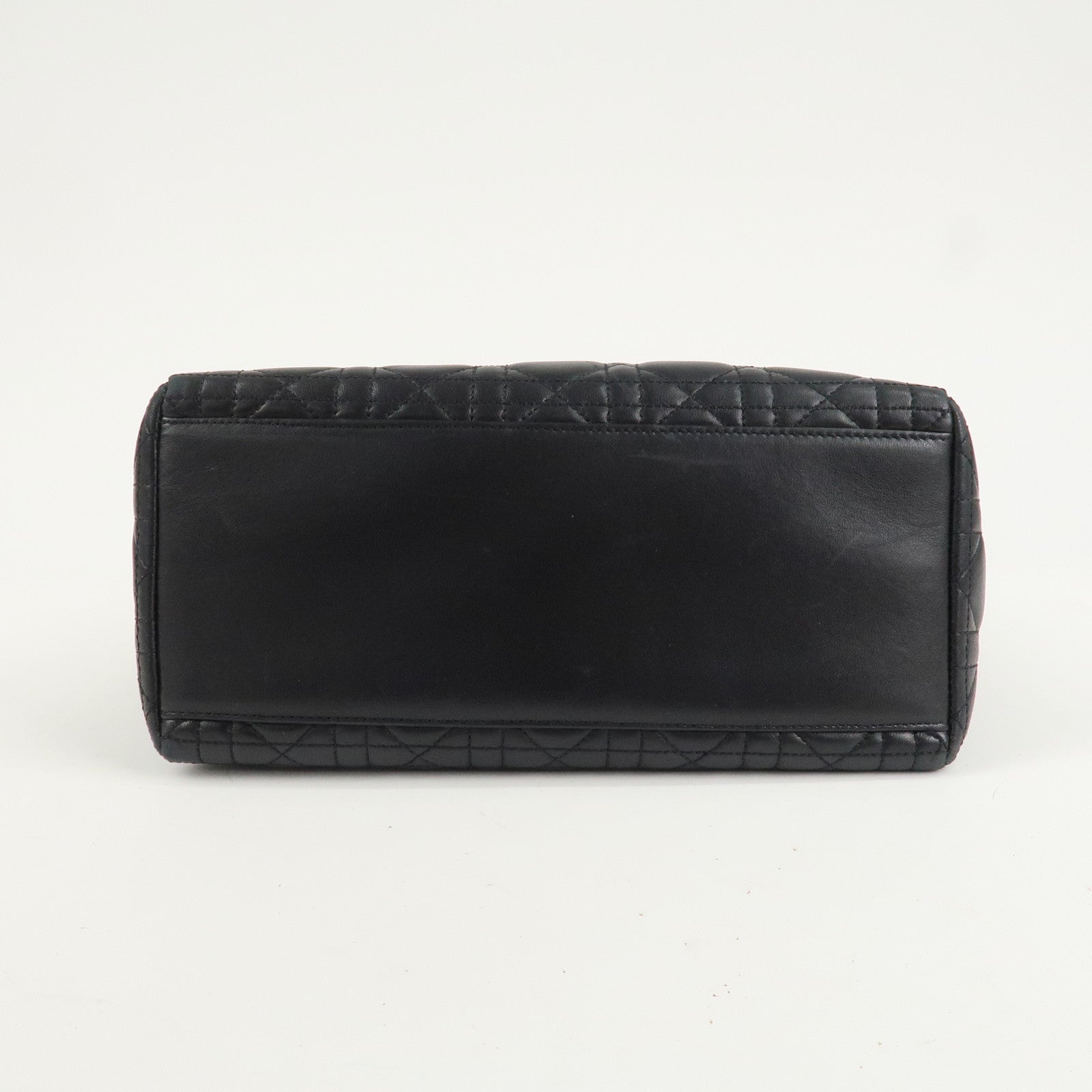 Christian Dior Lady Dior Canage Leather Hand Bag Black Used