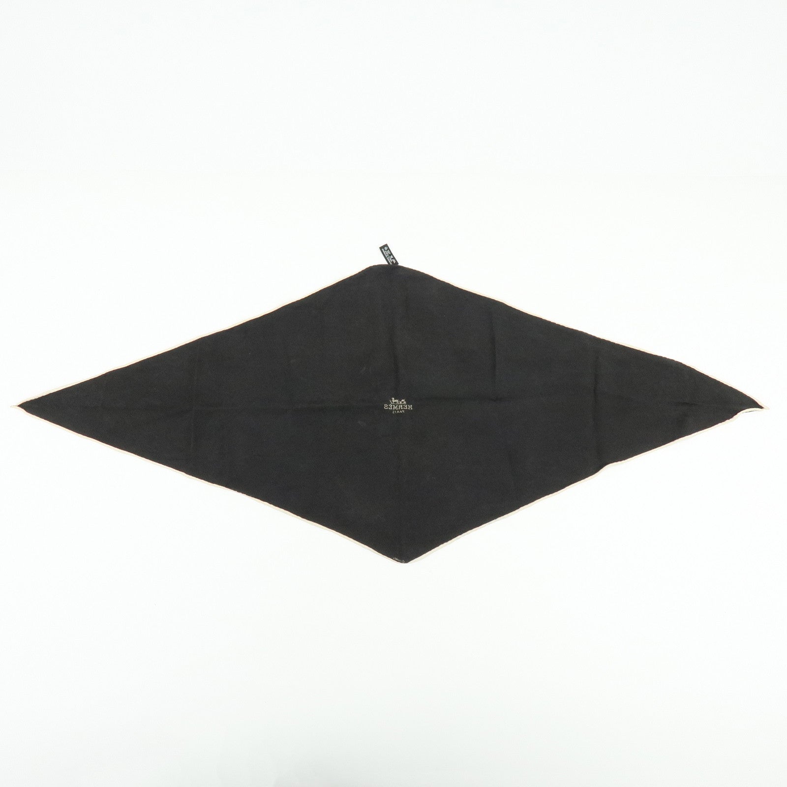 HERMES Losange Silk 100% Scarf Ex‑Libris Diamond Shape Black