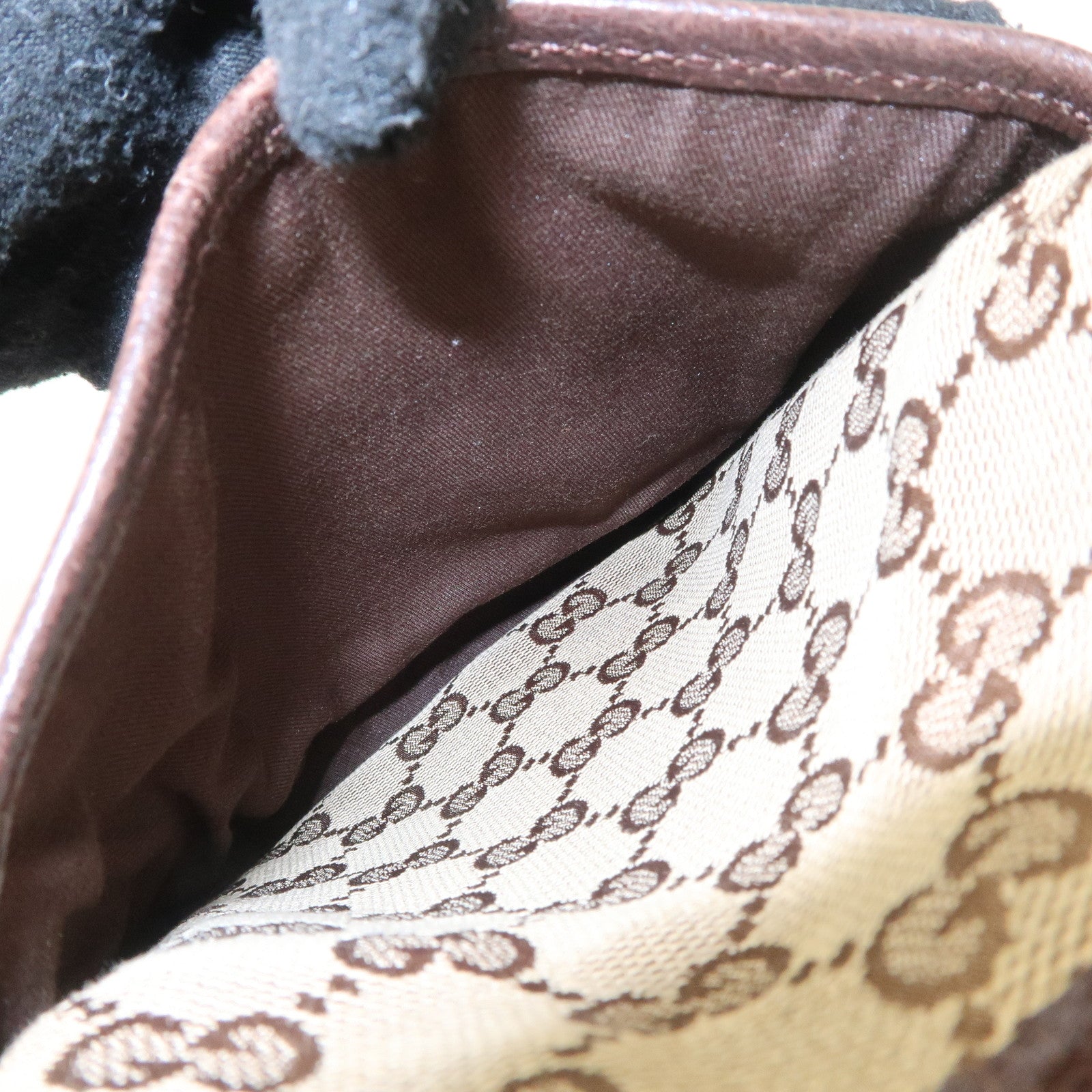 GUCCI Sherry GG Canvas Leather Shoulder Bag Beige Brown 141863 Used