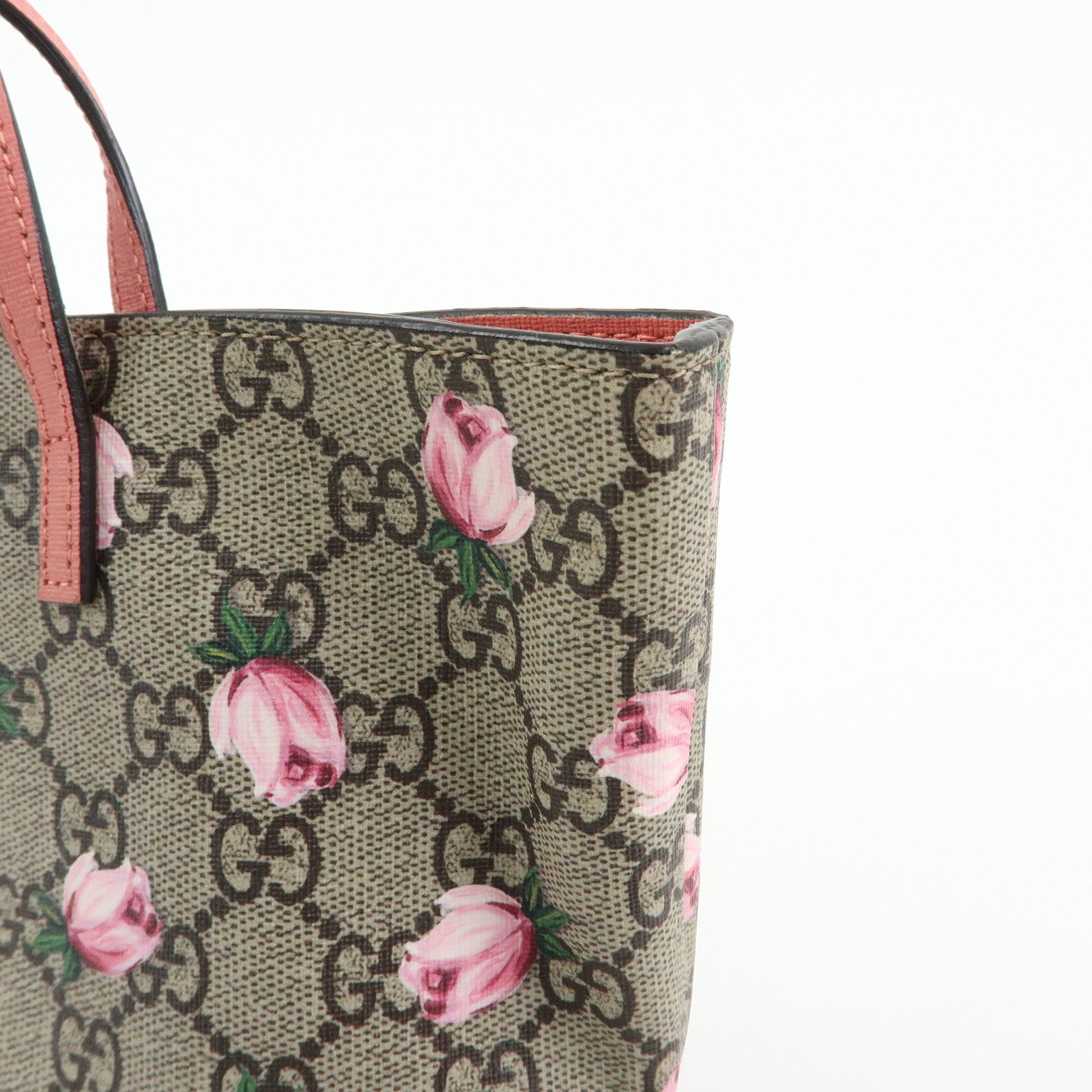 GUCCI Children's GG Supreme Leather Tote Bag Rose Beige Pink 410812