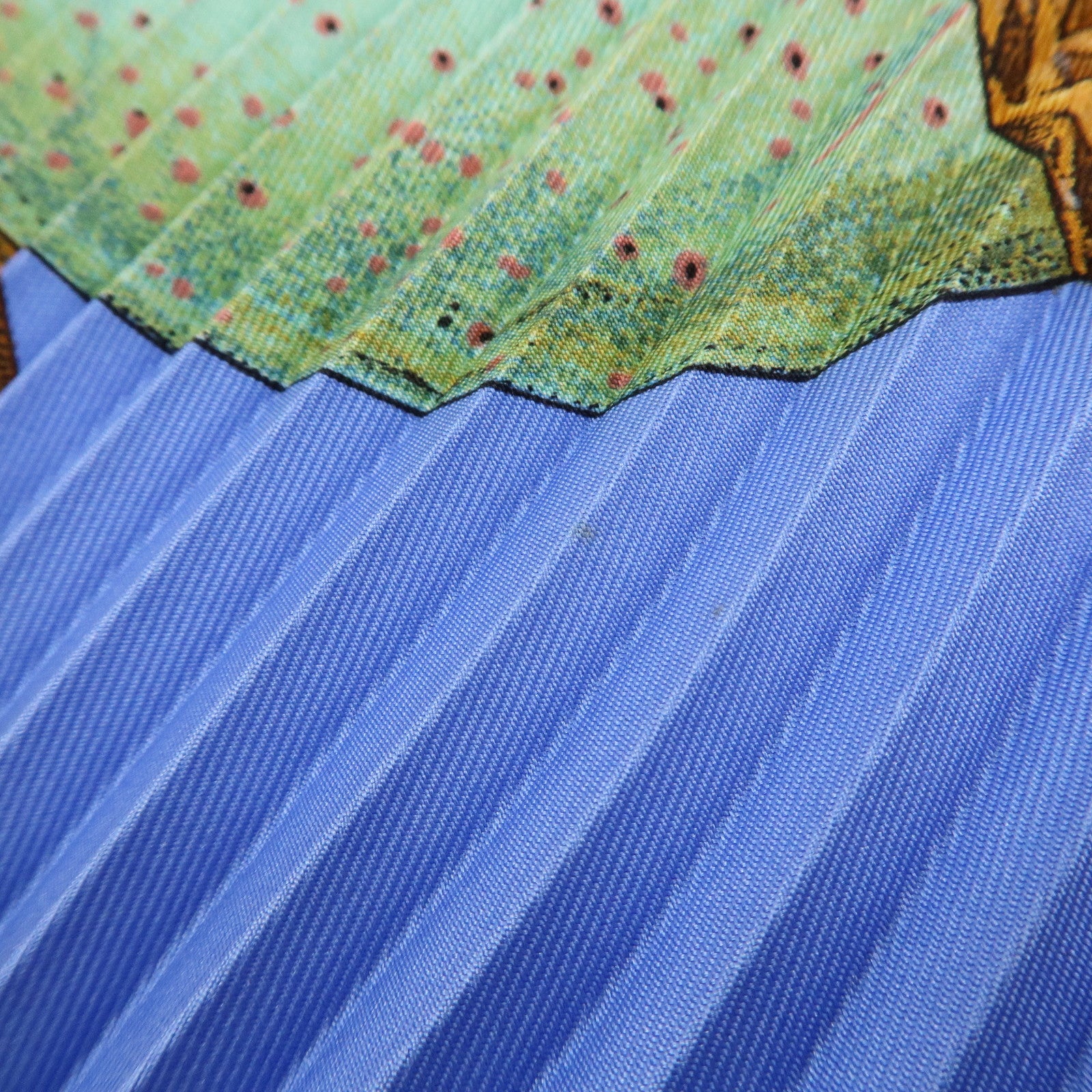 HERMES Carre Silk 100% Pleats Scarf Jardin Creole Blue Green Navy Used