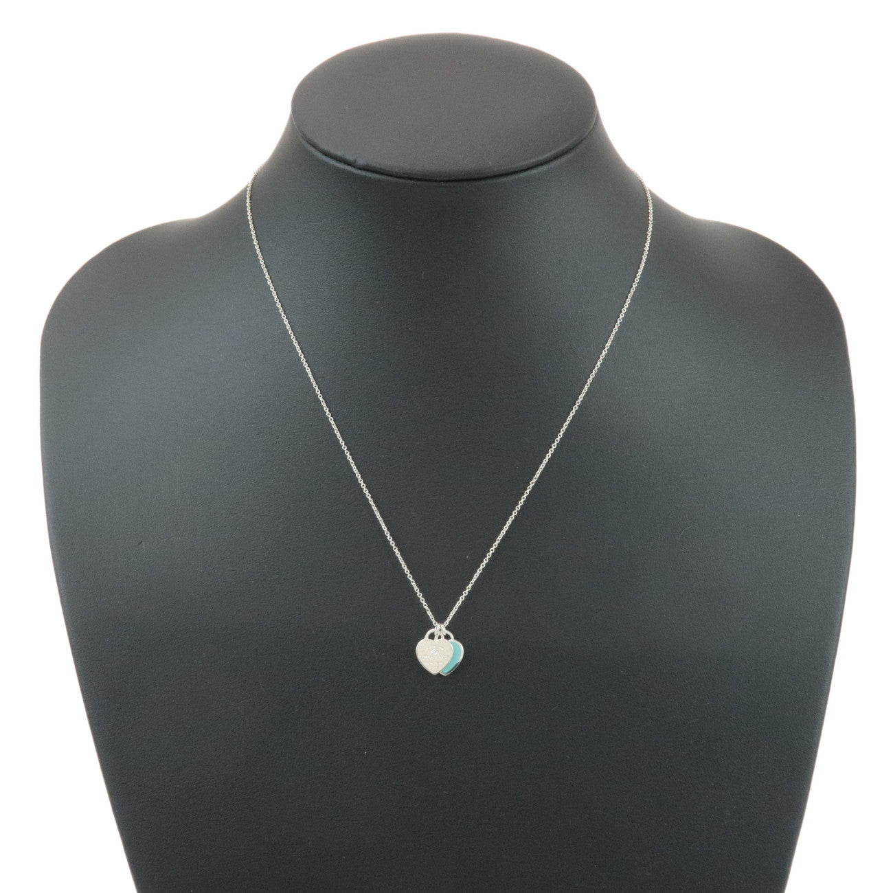Tiffany & Co Return to Tiffany Mini Double Heart Diamond Necklace Used