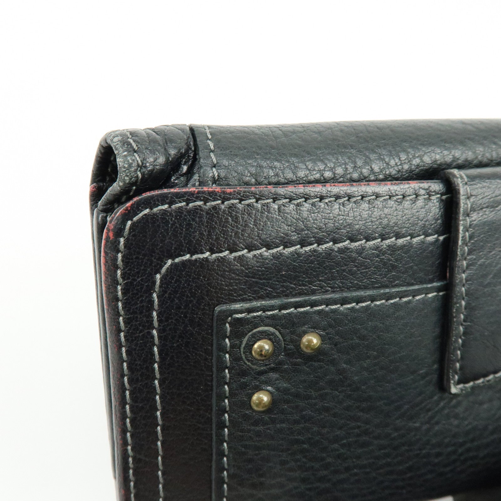 Chloe Paddington Leather Bi-fold Flap Long Wallet Black