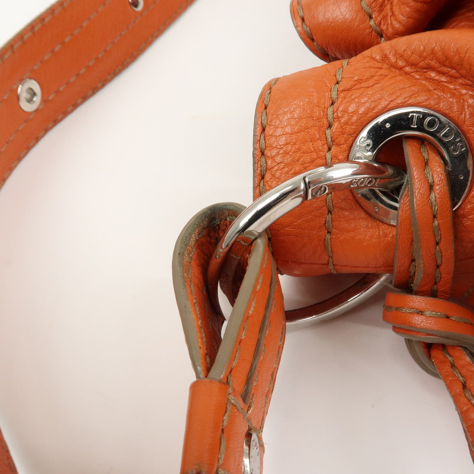TOD’S Leather Shoulder Bag Hand Bag Orange
