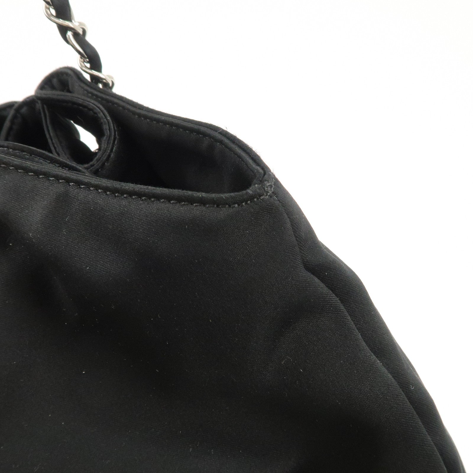 CHANEL Melrose Cabas Cotton Jersey Shoulder Bag Black Used