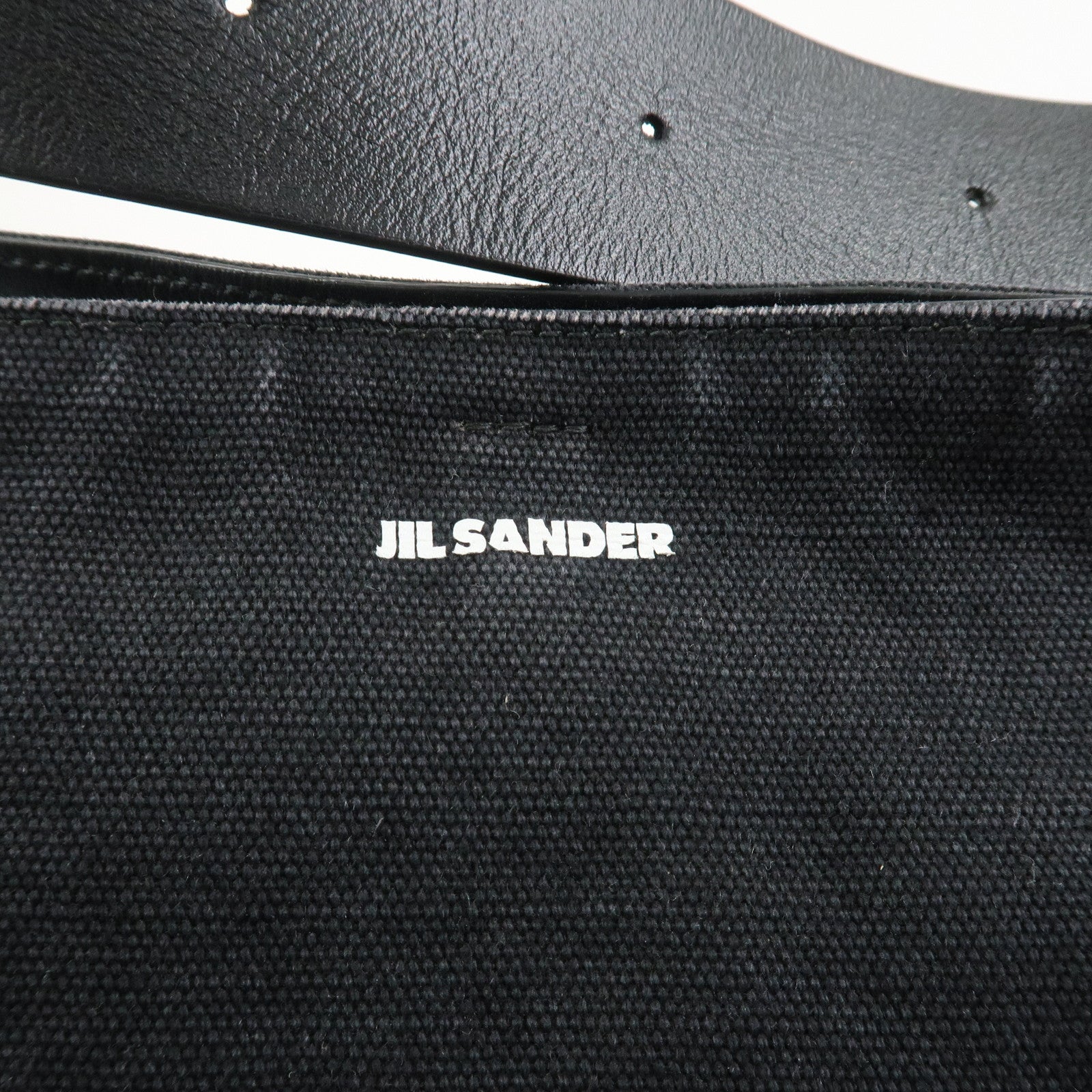 JIL SANDER Canvas Leather Shoulder Bag Crossbody Bag Black