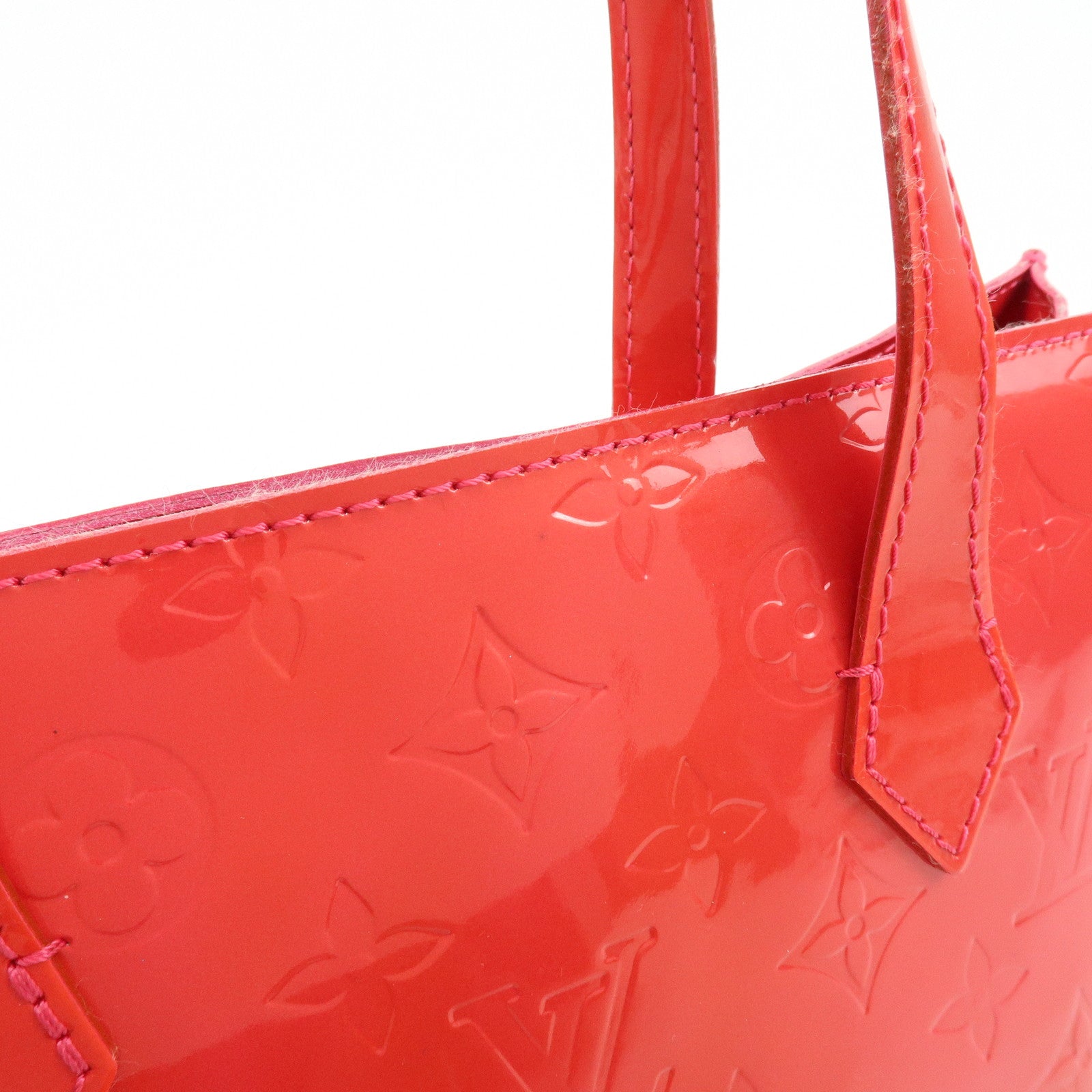 Louis Vuitton Monogram Vernis Wilshire PM Hand Bag Rose Pop M93643