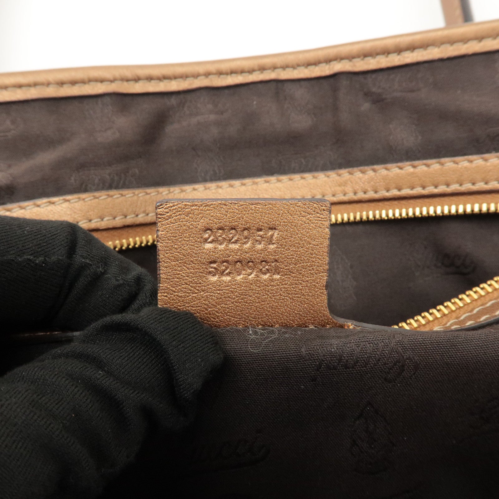 GUCCI GG Twins GG Canvas Leather Tote Bag Beige Bronze 232957 Used