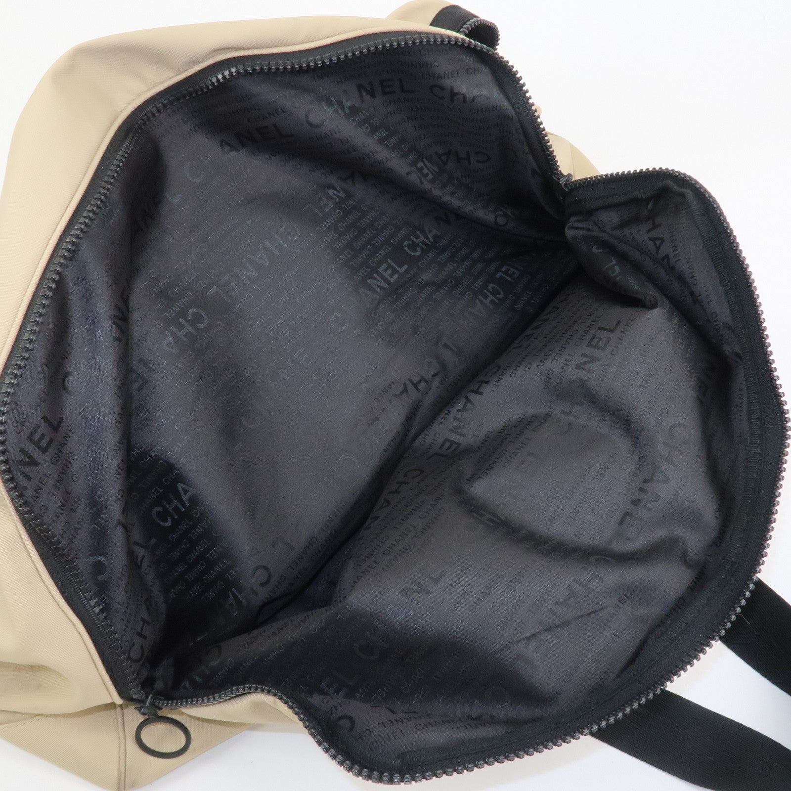 CHANEL Sports Line Nylon Boston Bag Travel Bag Beige Black A19976