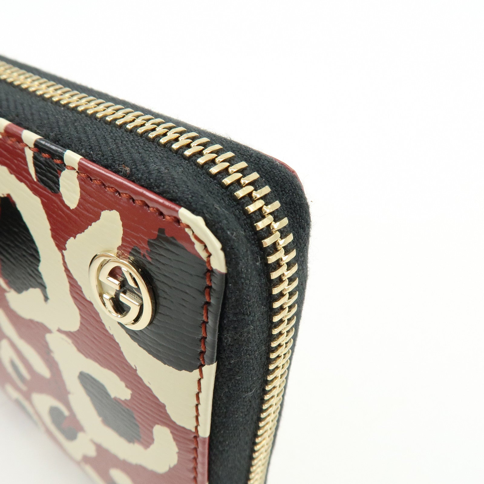 GUCCI Interlocking G Leather Round Zippy Long Wallet Red 309705