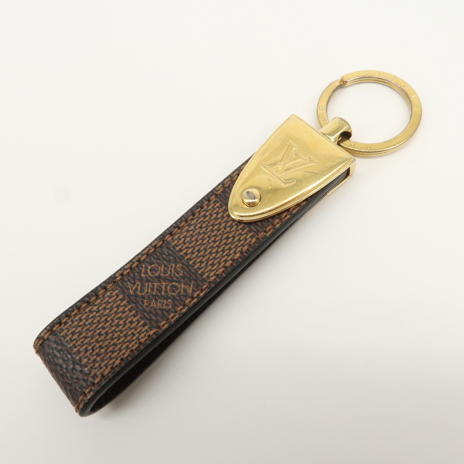 Louis Vuitton Damier Porte Cles Dragonne Key Ring Brown M65050