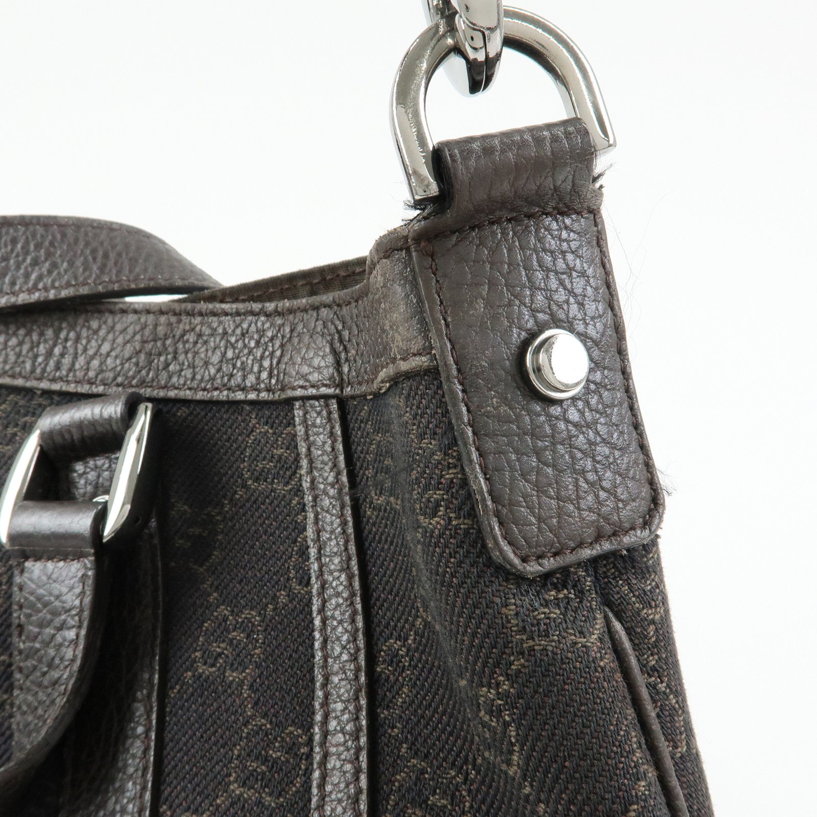 GUCCI GG Denim Leather 2Way Bag Shoulder Bag Dark Brown 268641