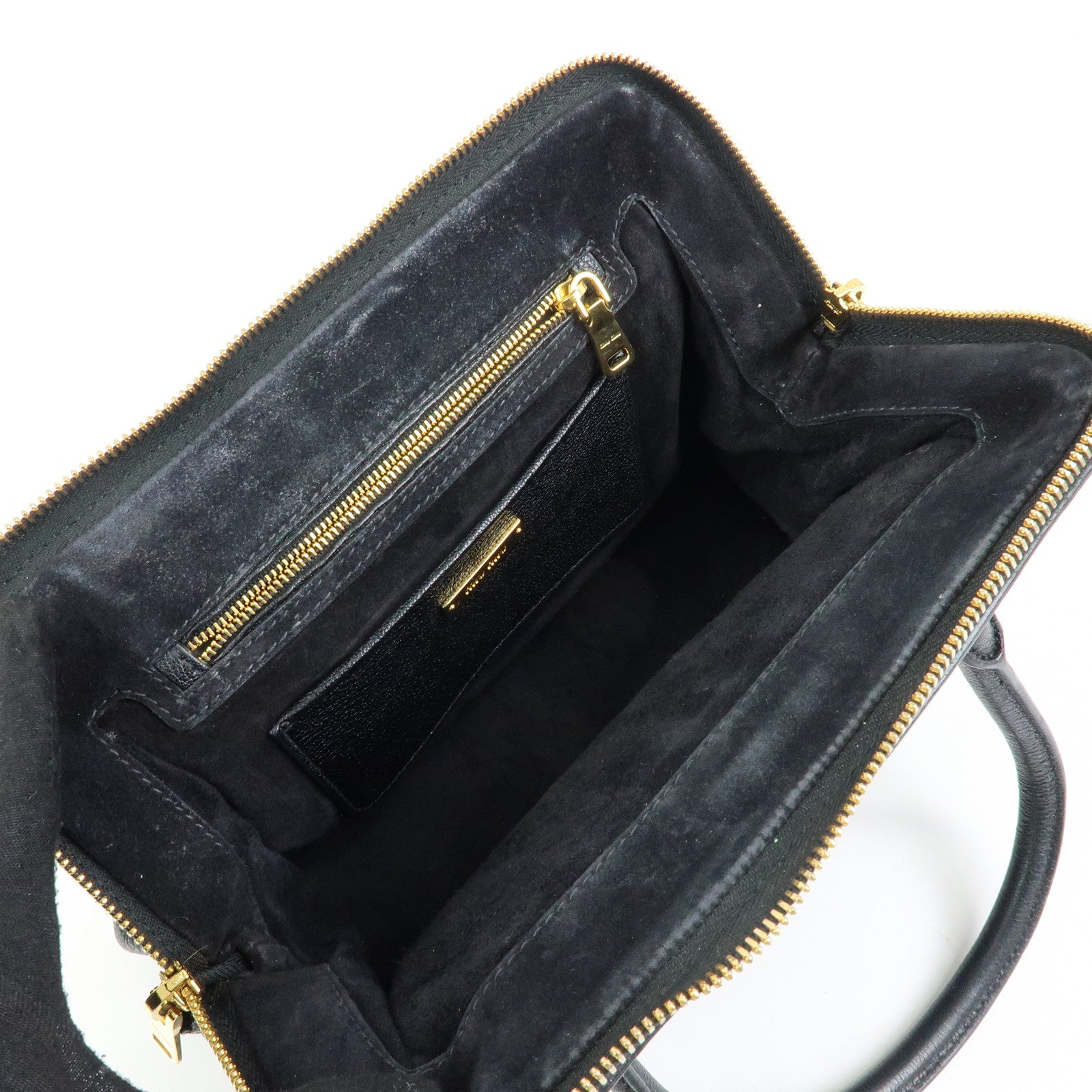 MIU MIU Madras Leather 2Way Bag Hand Bag Shoulder Bag Black