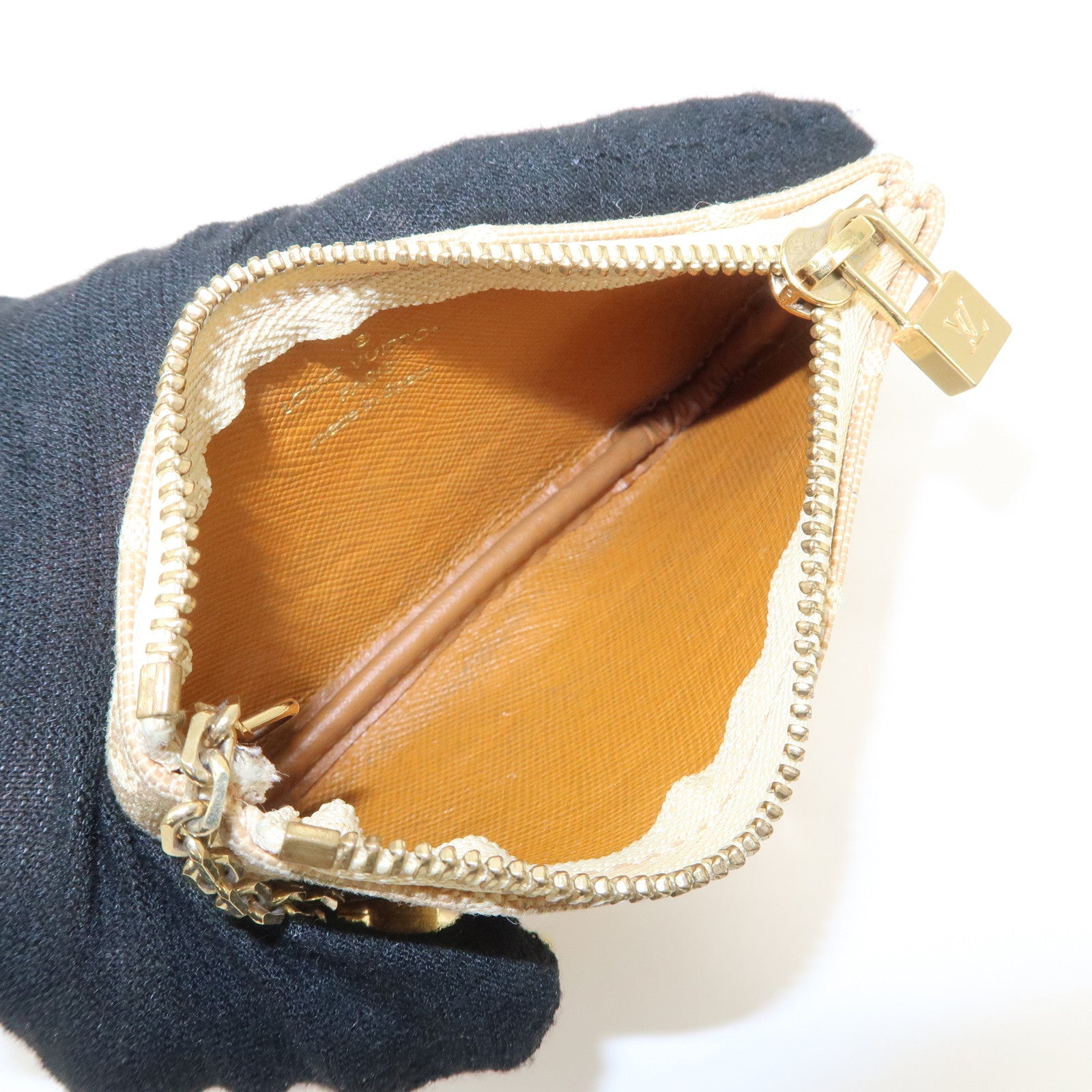 Louis Vuitton Monogram Mini Lin Pochette Cles Coin Case Beige M92438 Used