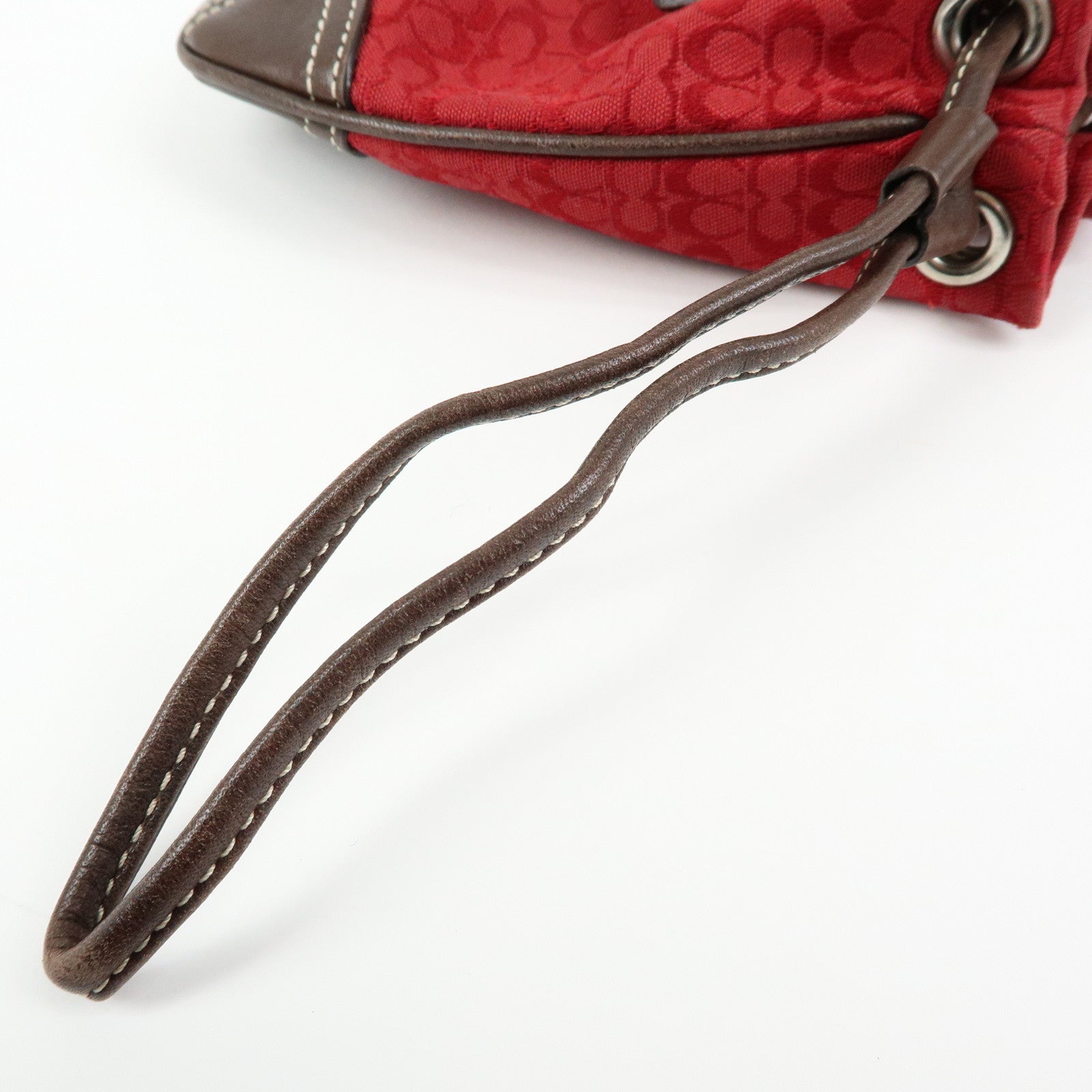 COACH Signature Set of 3 Pouch Cosmetic Case Red Brown Multicolor
