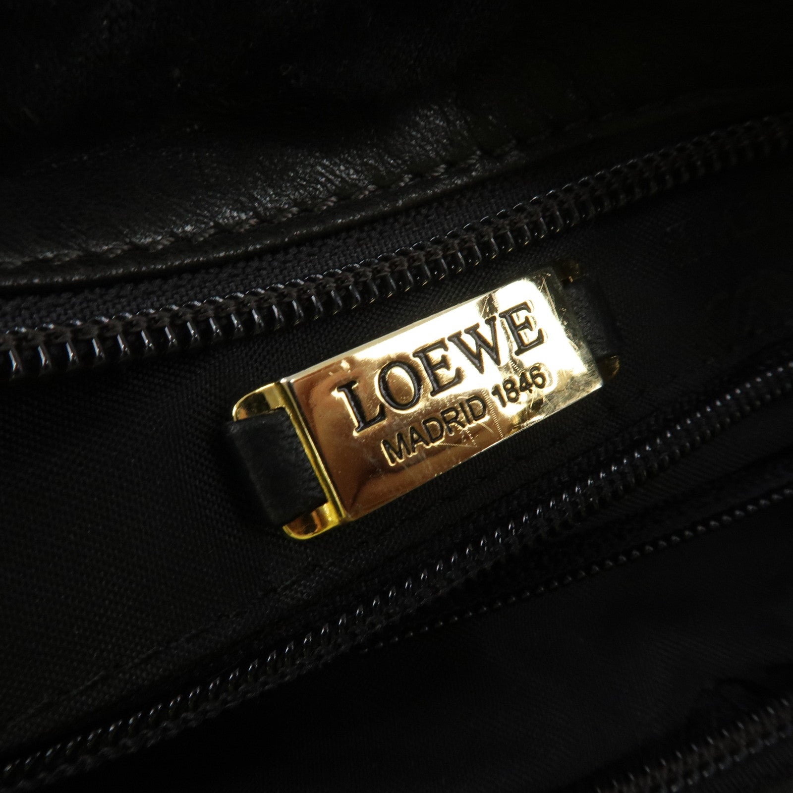 LOEWE Anagram Leather Shoulder Bag Gold Hardware Dark Brown Used