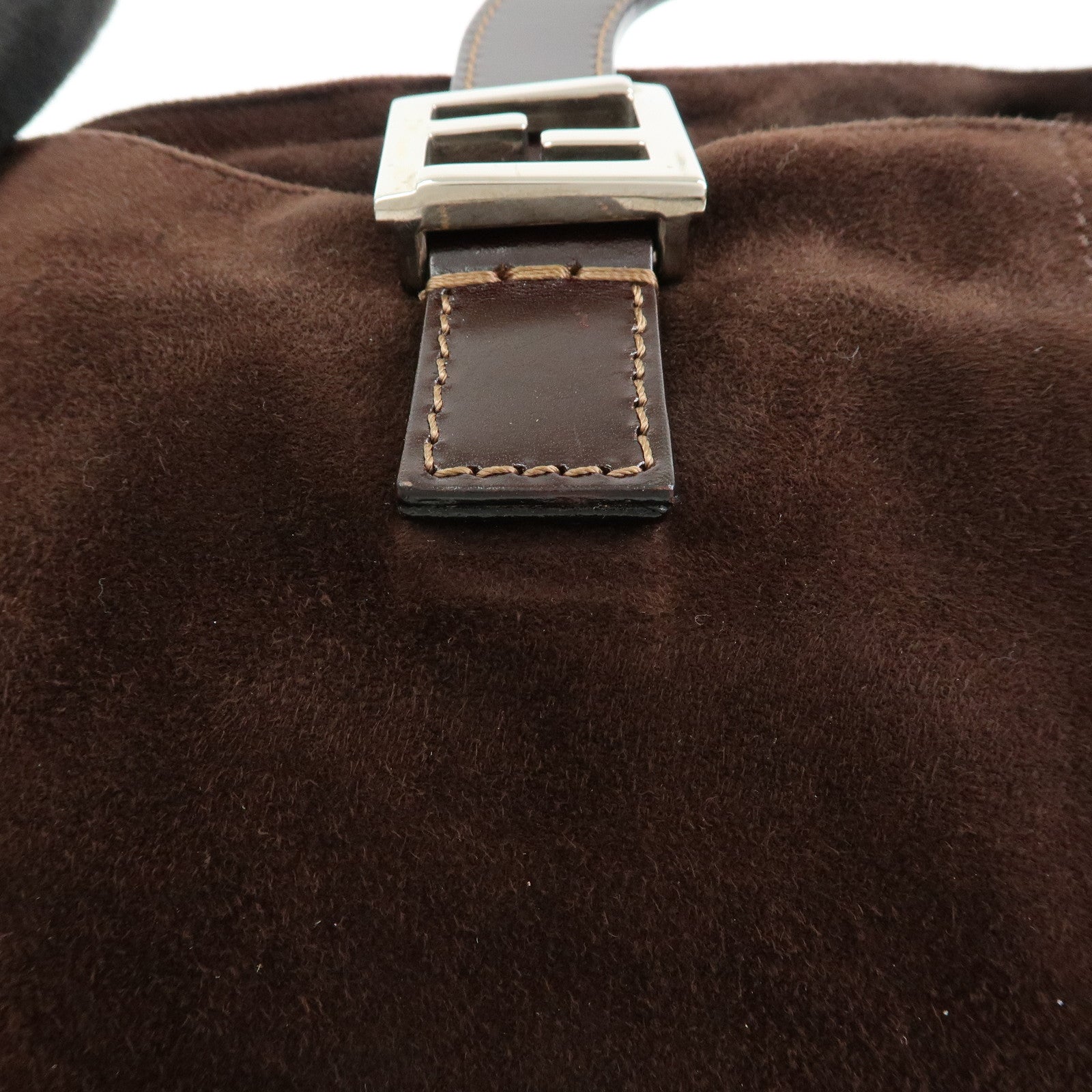 FENDI Suede Leather Tote Bag Hand Bag Brown 26329