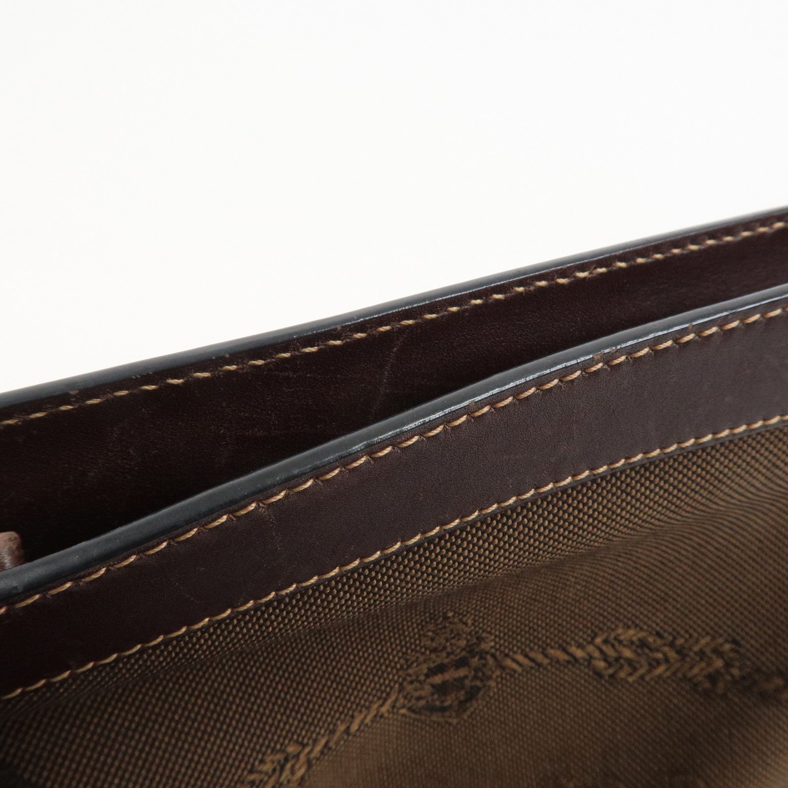 PRADA Logo Jacquard Leather Shoulder Bag Brown BT0537