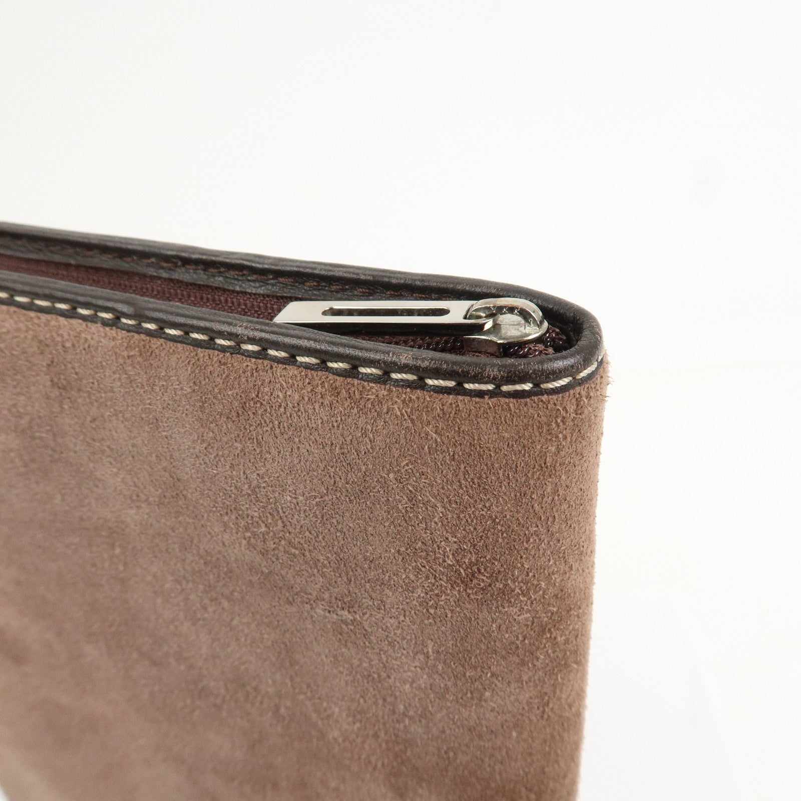 LOEWE Suede Leather Round Zippy Planer Cover Agenda Cover Brown