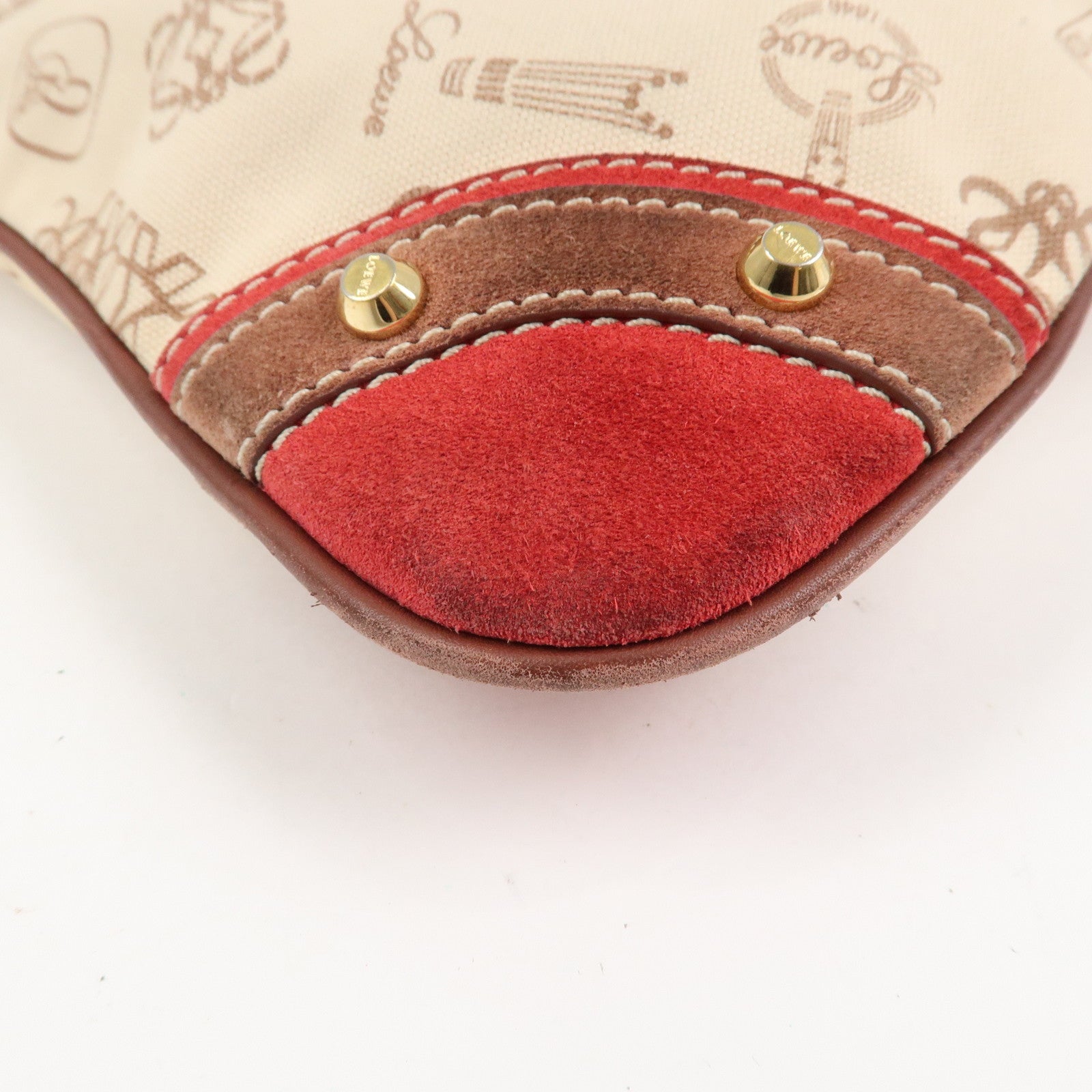 LOEWE Anagram 160th Anniversary Canvas Leather Shoulder Bag Beige