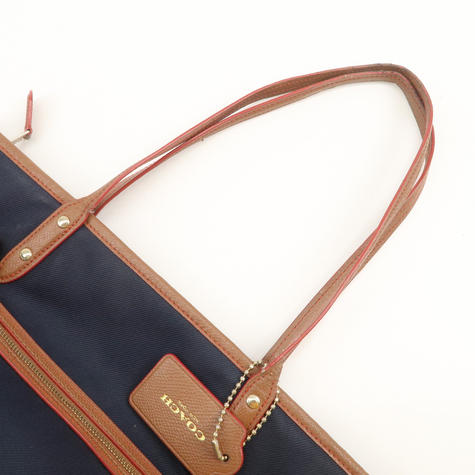 COACH Signature Set Of 2 Canvas Leather Hand Bag Brown Navy