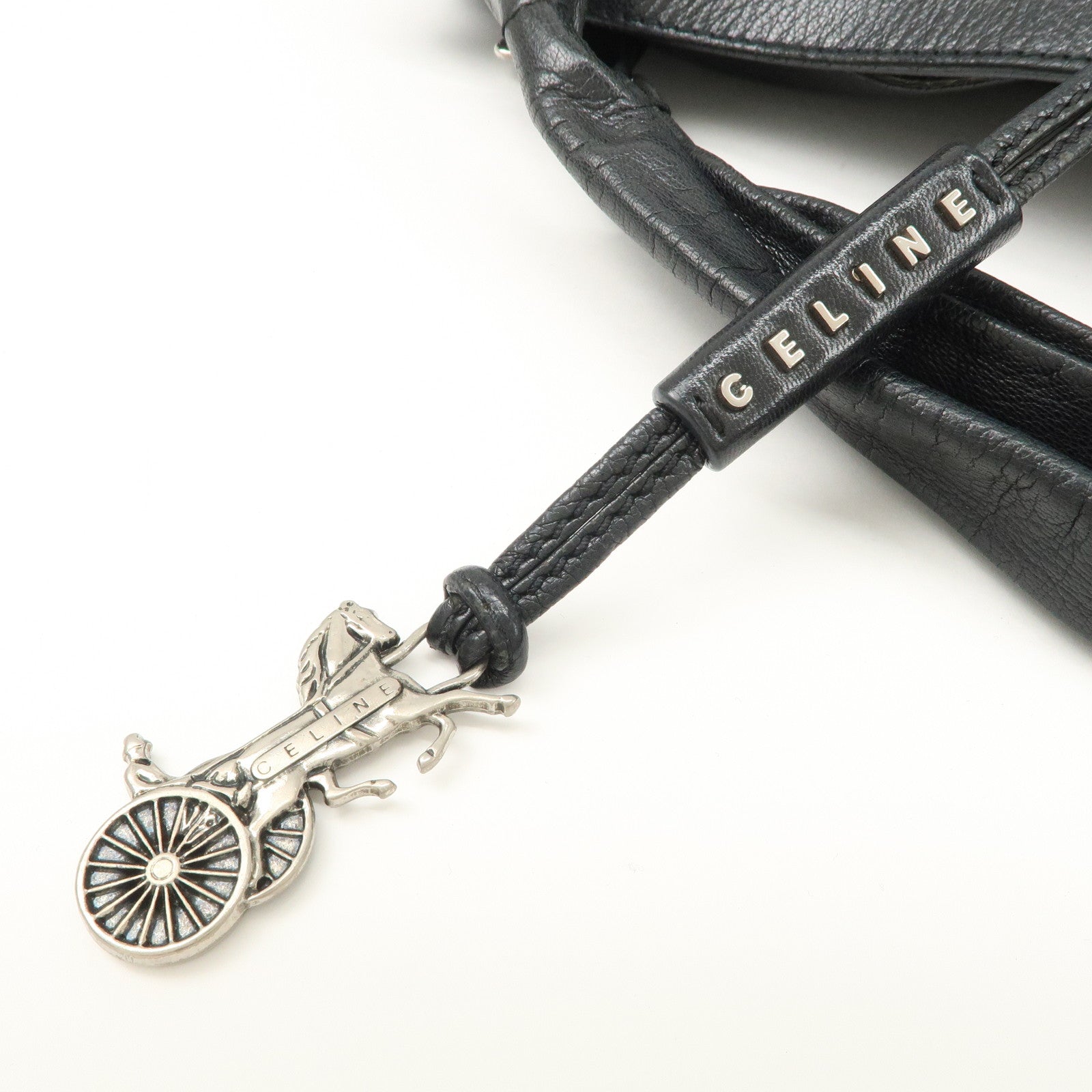 CELINE Bitter Sweet Leather Shoulder Bag Hand Bag Black Used