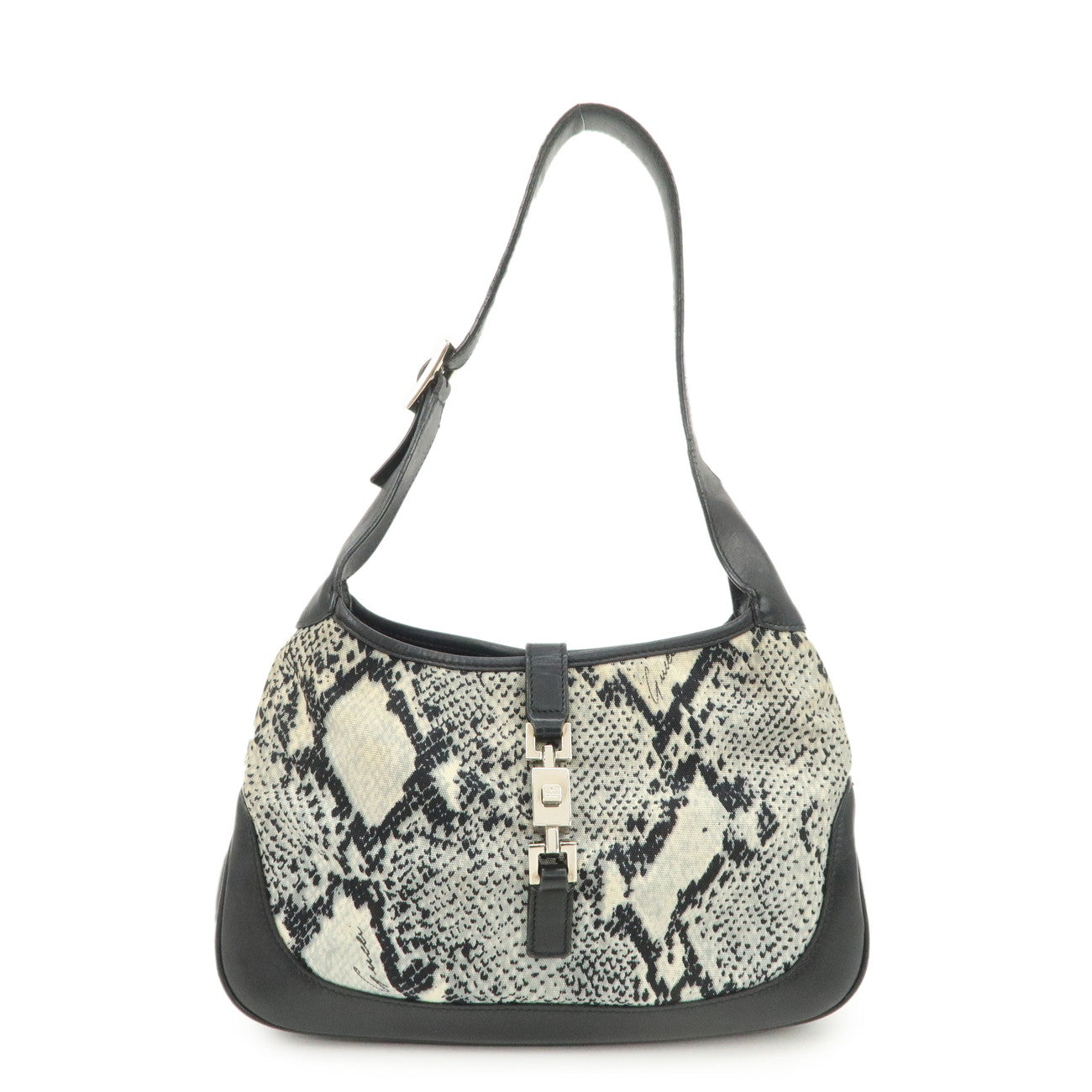 GUCCI Jackie Canvas Leather Shoulder Bag Hand Bag Black 001・9735