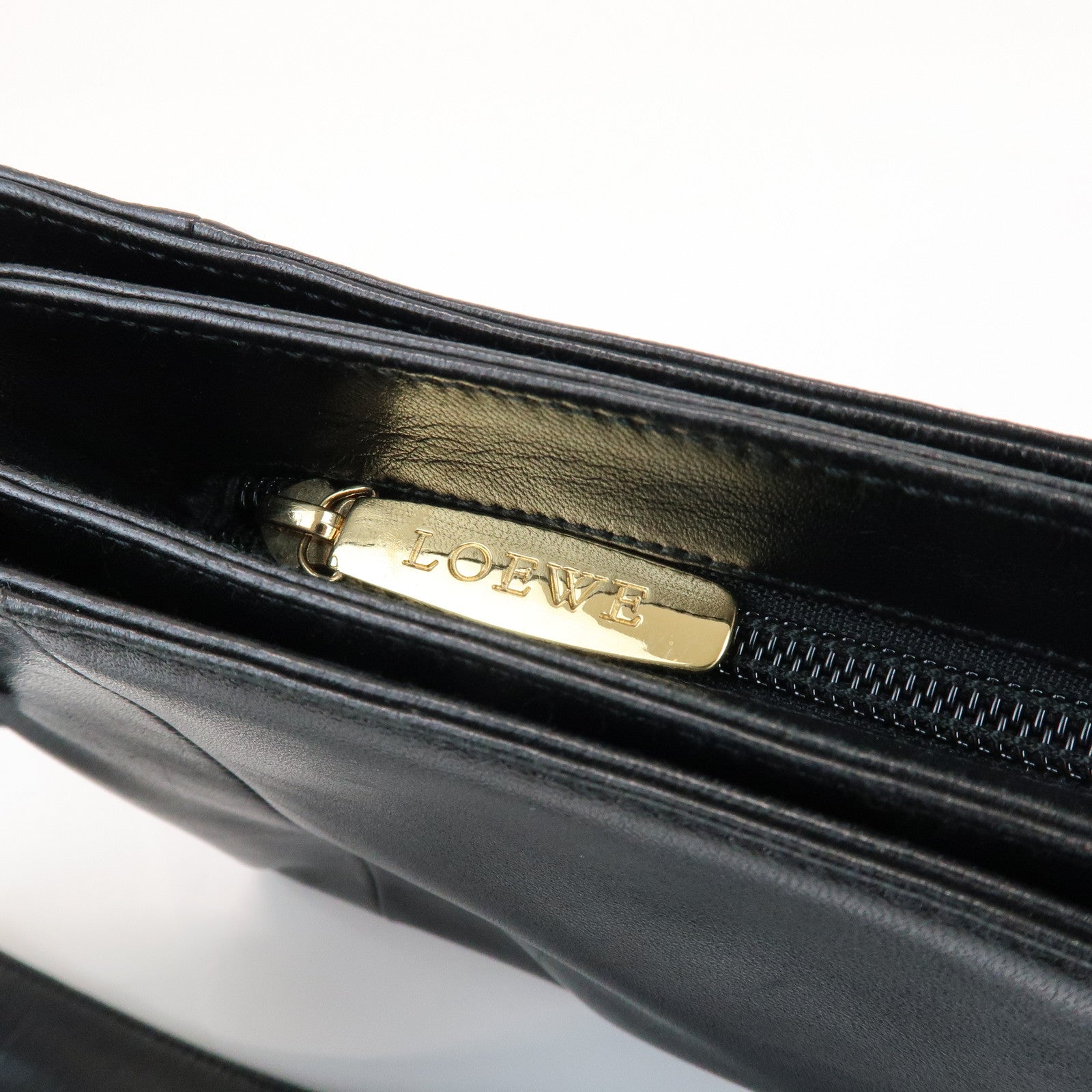 LOEWE Anagram Logo Nappa Leather Chain Shoulder Bag Hand Bag Black