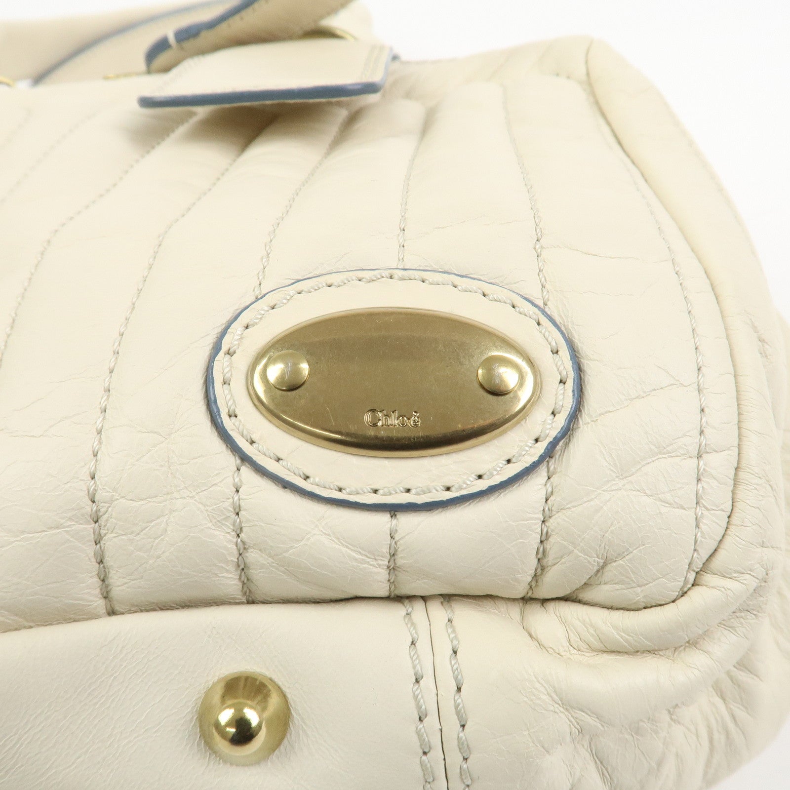 Chloe Bay Leather Hand Bag Shoulder Bag Ivory