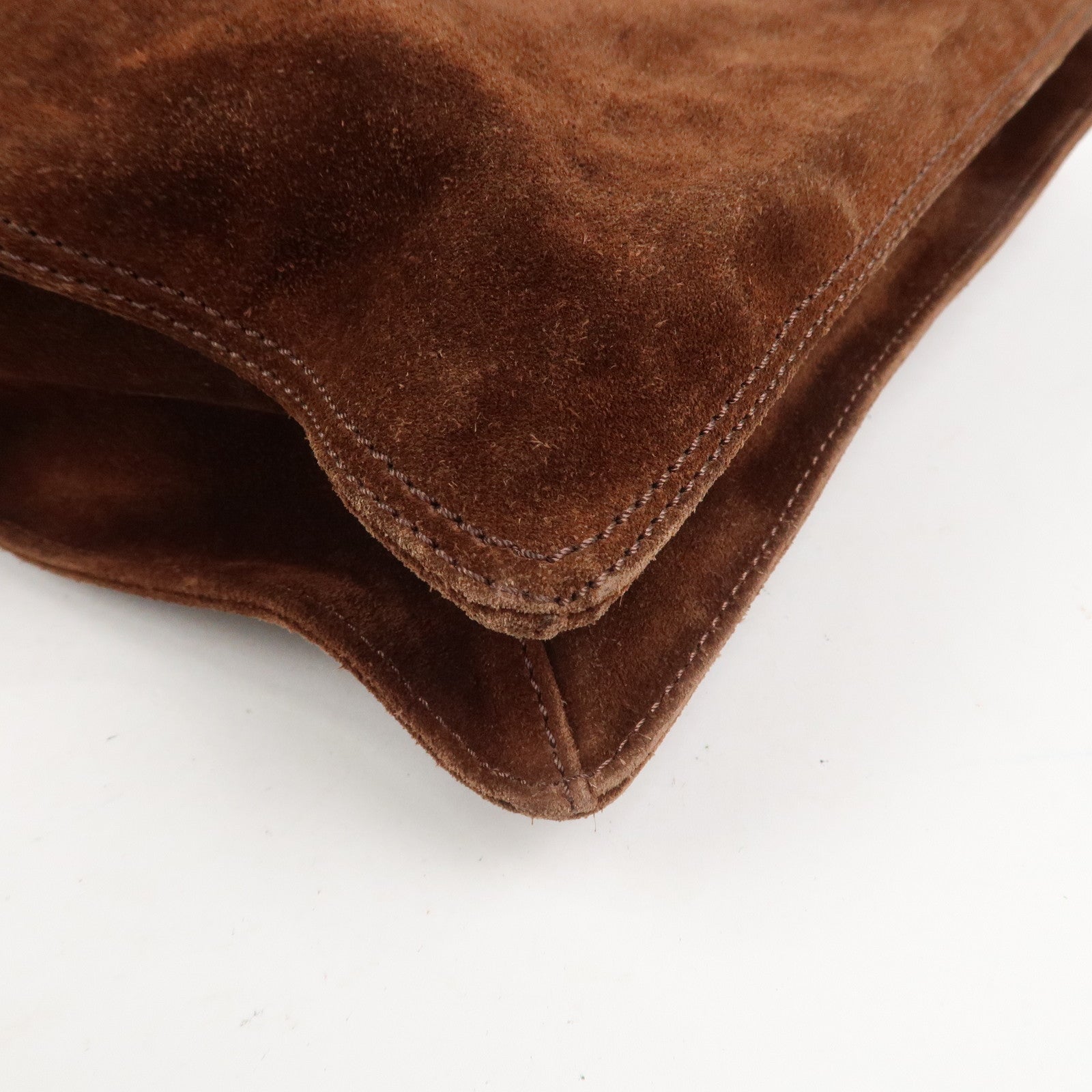 CHANEL Suede Shoulder Bag Crossbody Bag Brown
