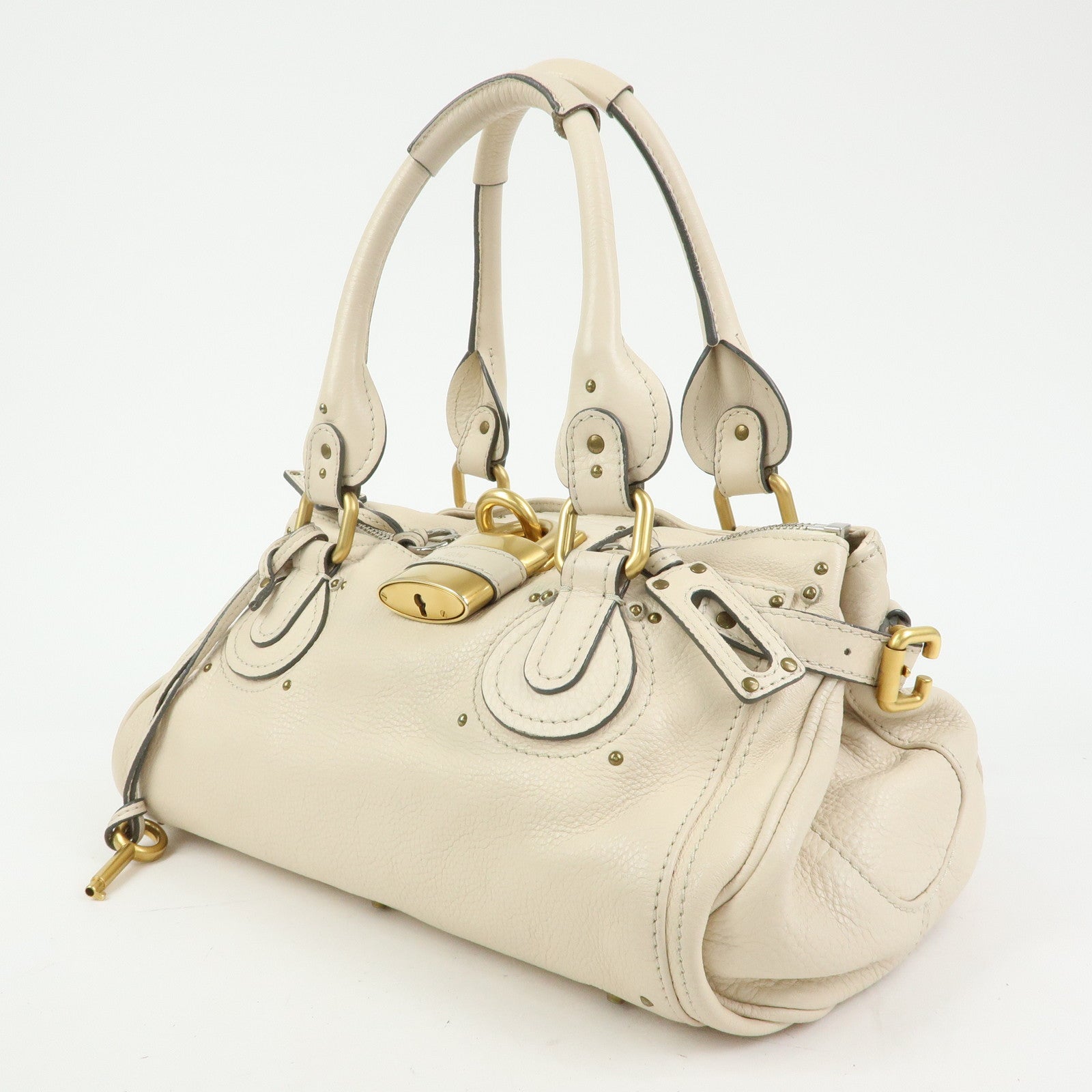 Chloe Paddington Leather Medium Hand Bag Shoulder Bag Ivory