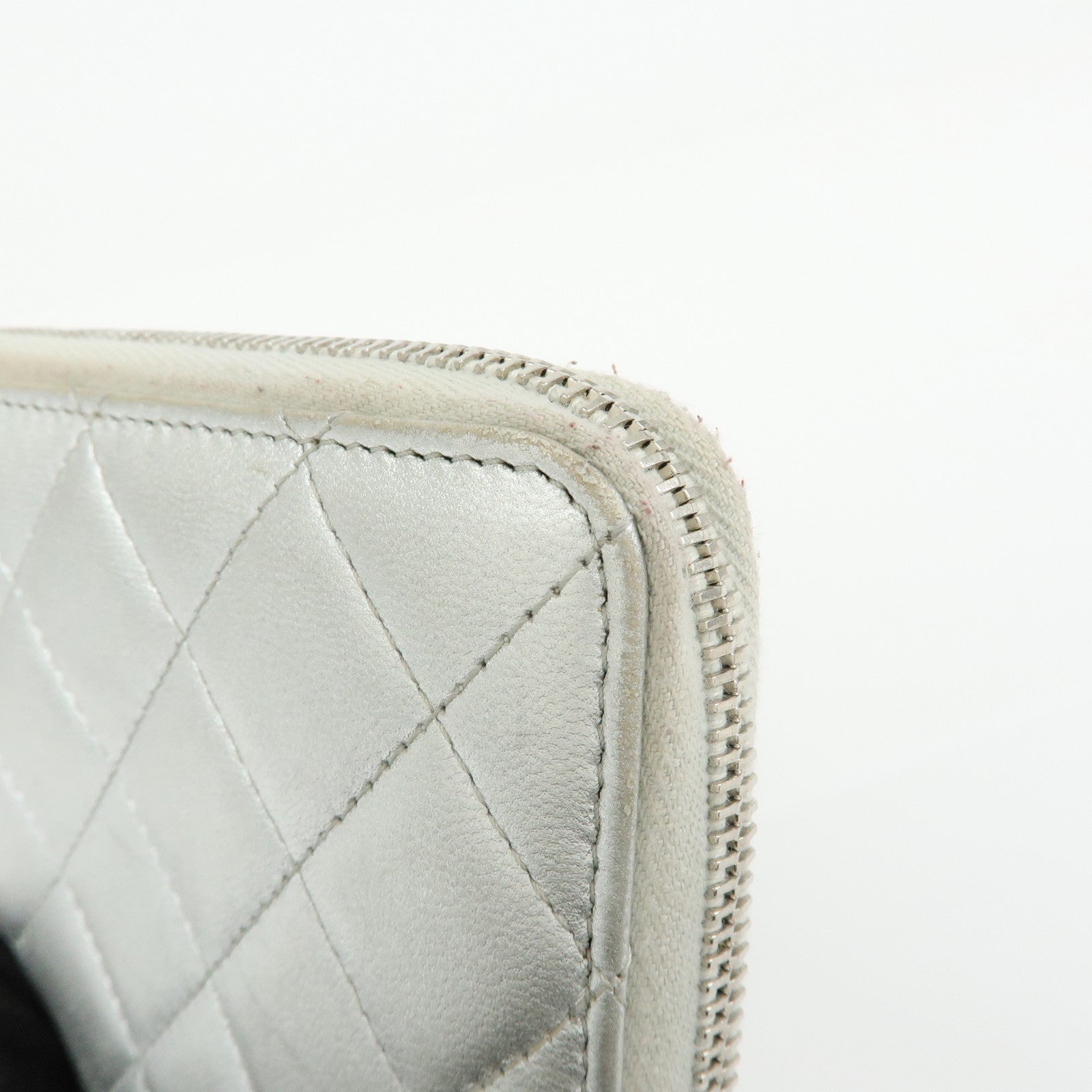 CHANEL Matelasse COCO Mark Lamb Skin Zippy Long Wallet A50097