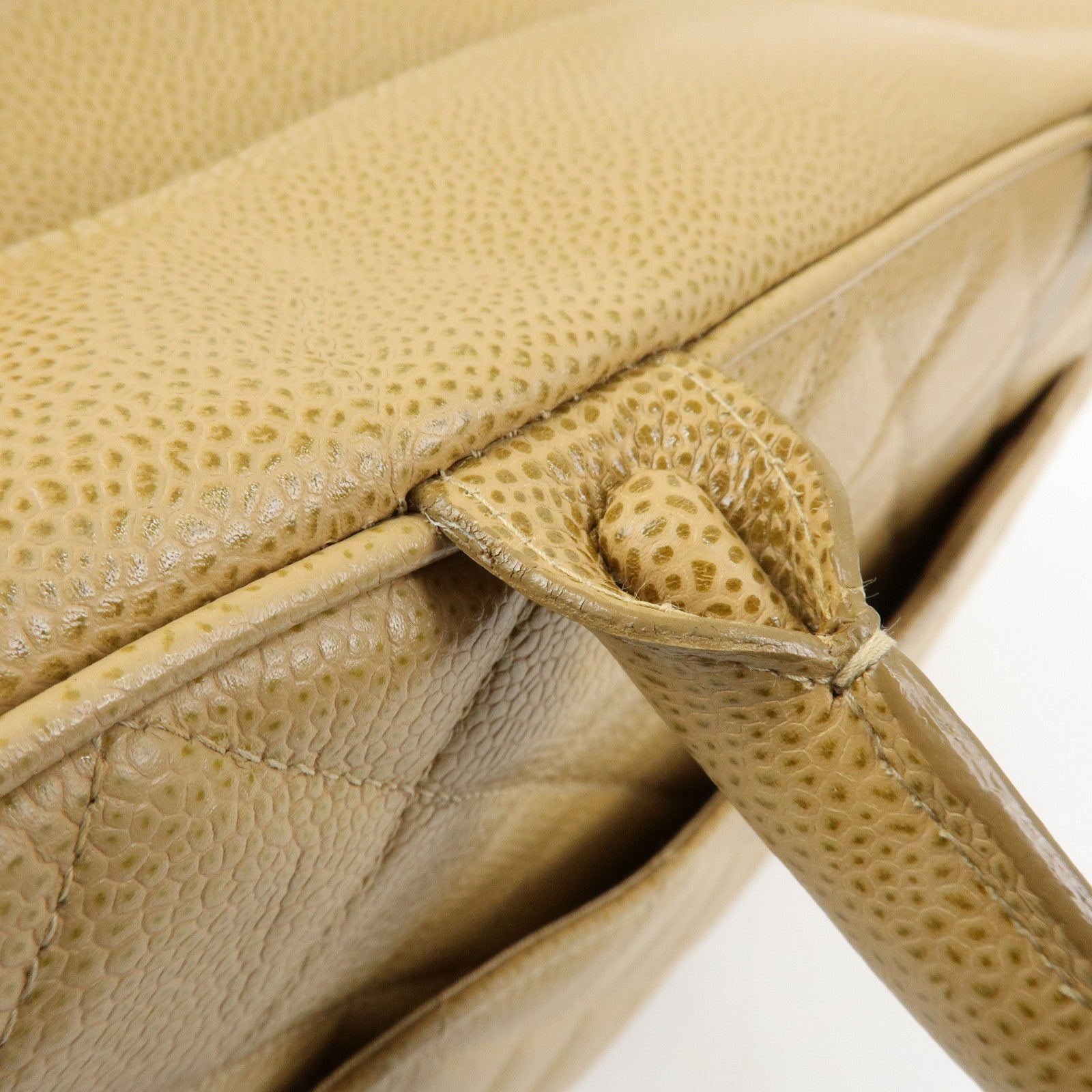 CHANEL COCO Mark Caviarskin Boston Bag Hand Bag Beige